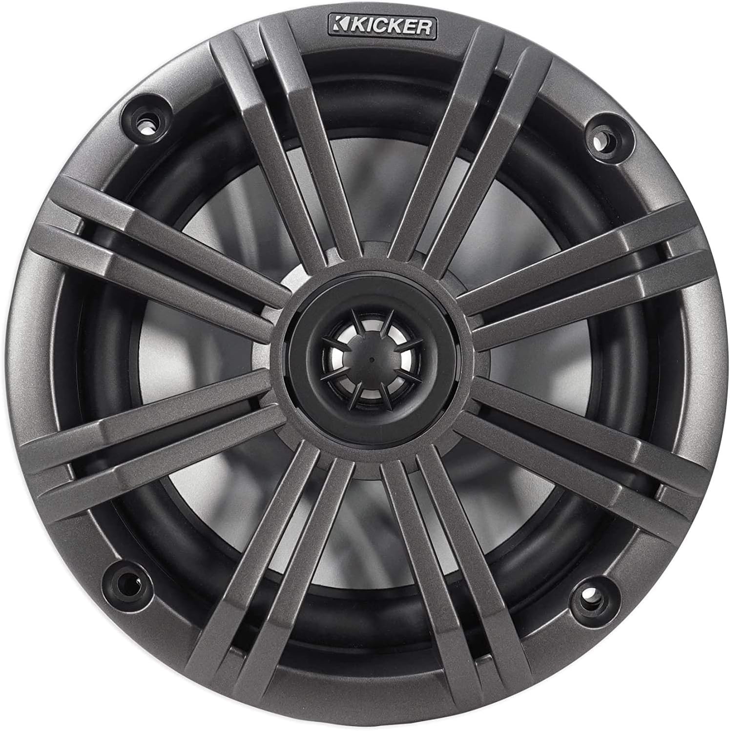 Kicker 45KM654 6.5 Inch Marine Coaxial Boat Speakers with Black and White Grilles, 4-Ohm, 195 Max Watts (4 Pack)
