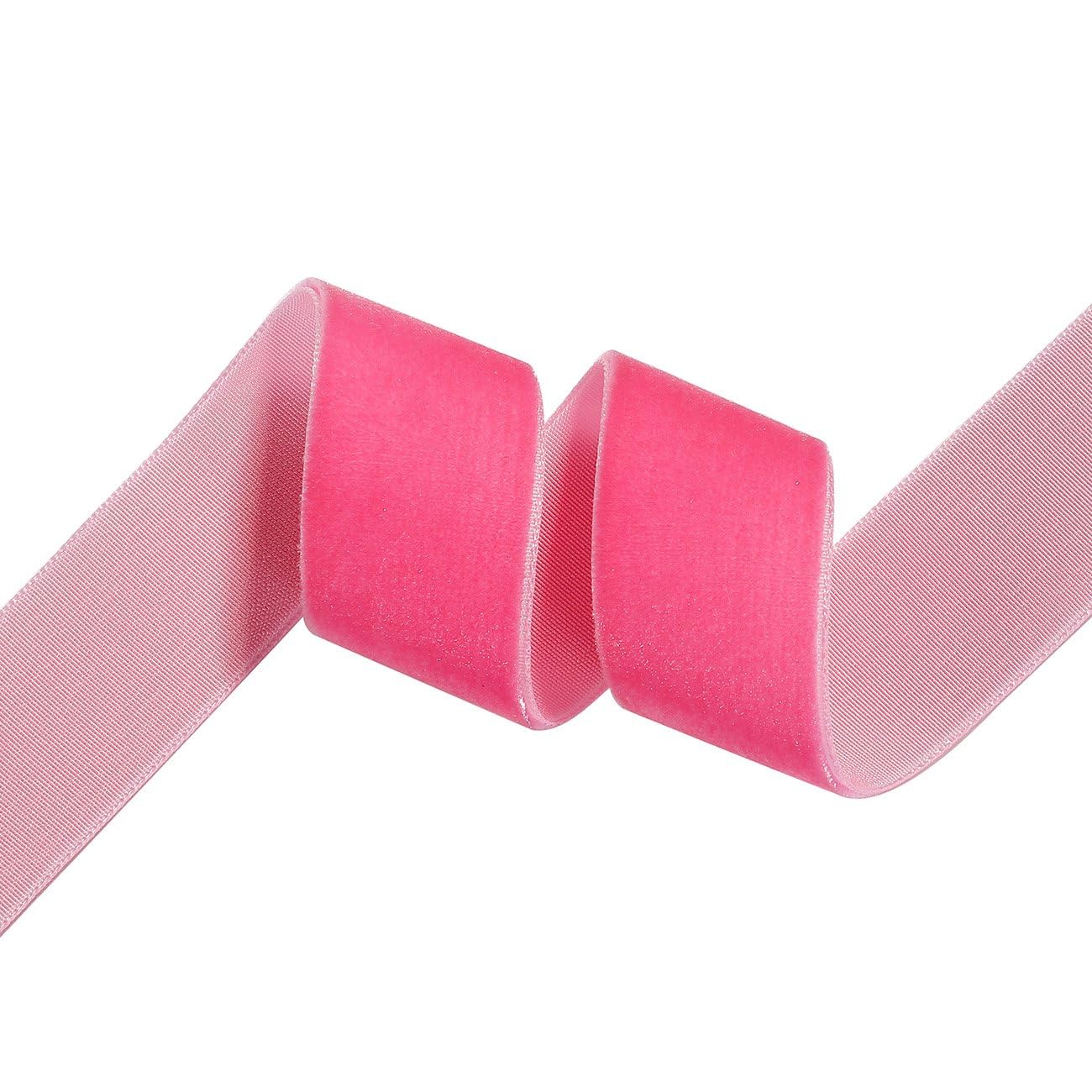 Velvet Piping Cord & Flat Velvet Ribbon Trim 5 Meter, Velour Sewing Trim for Upholstery, Cushion, Dressmaking & Craft, 10mm 19mm 25mm Width, 16 Colours [Fuchsia Cerise Pink, 5mts (19mm Flat Ribbon)]