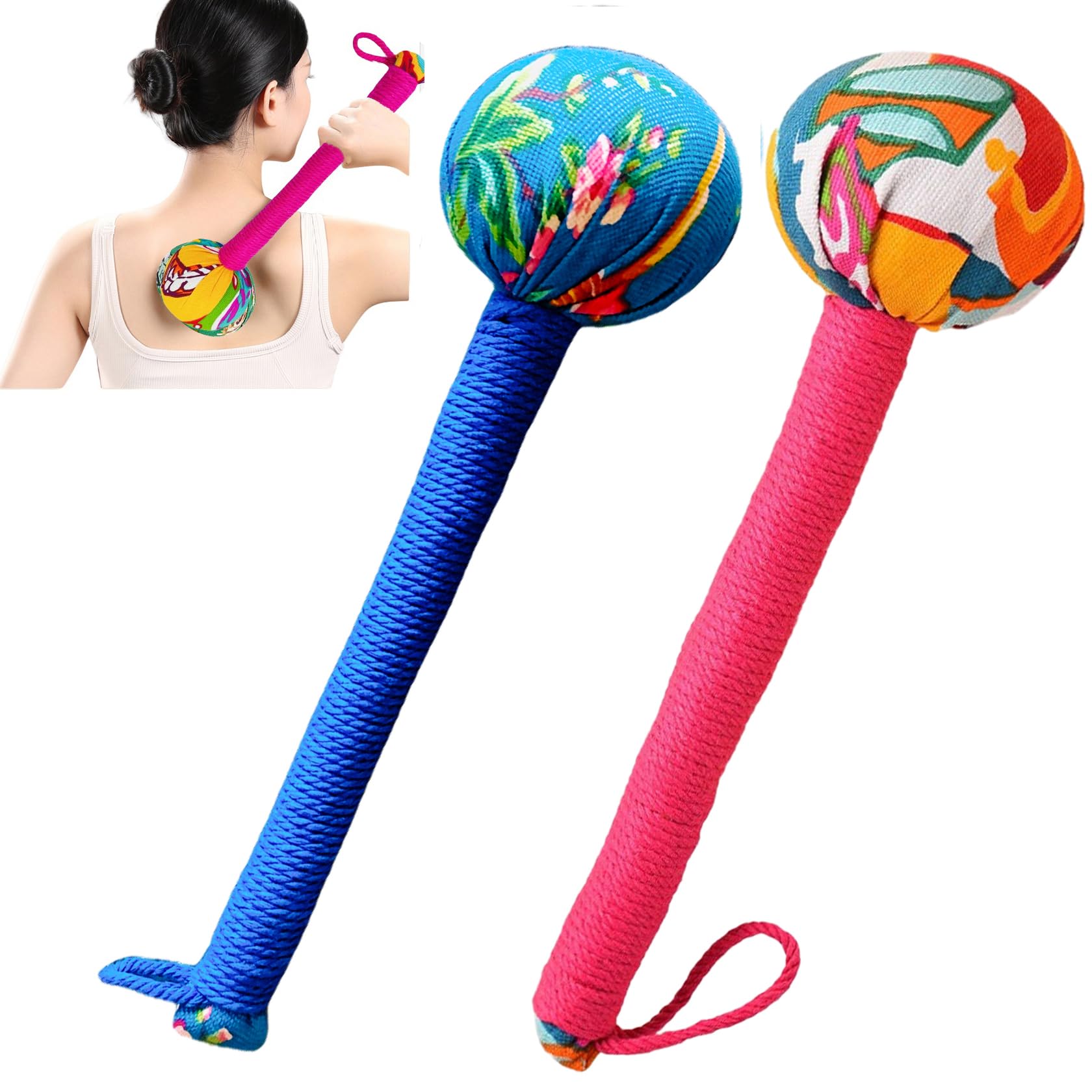Wormwood Hammer, Manual Massage Hammer, Full Body Massage, Relieve Muscle Pain, Open Meridian. (Light Blue/Light Red)