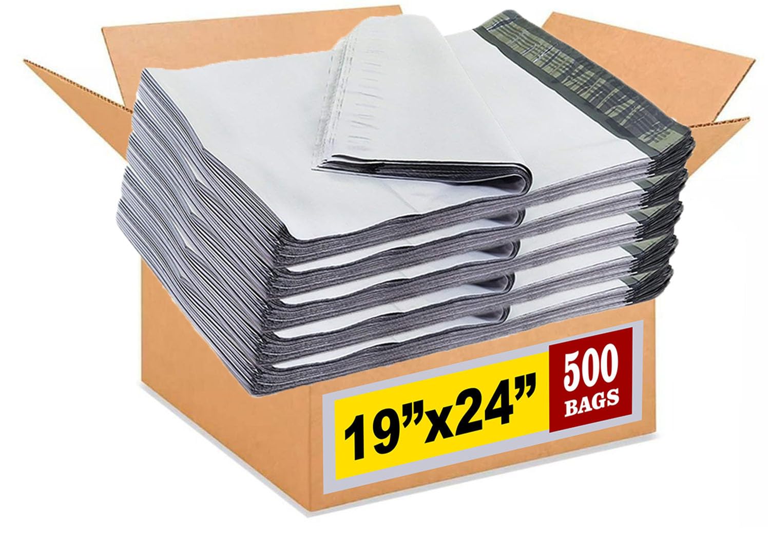 iMBAPrice 19x24 Inch White Poly Mailers, 500-Pack (#7 Large Size) Self-Seal Shipping Envelopes, Waterproof & Tear-Resistant Plastic Mailing Bags for