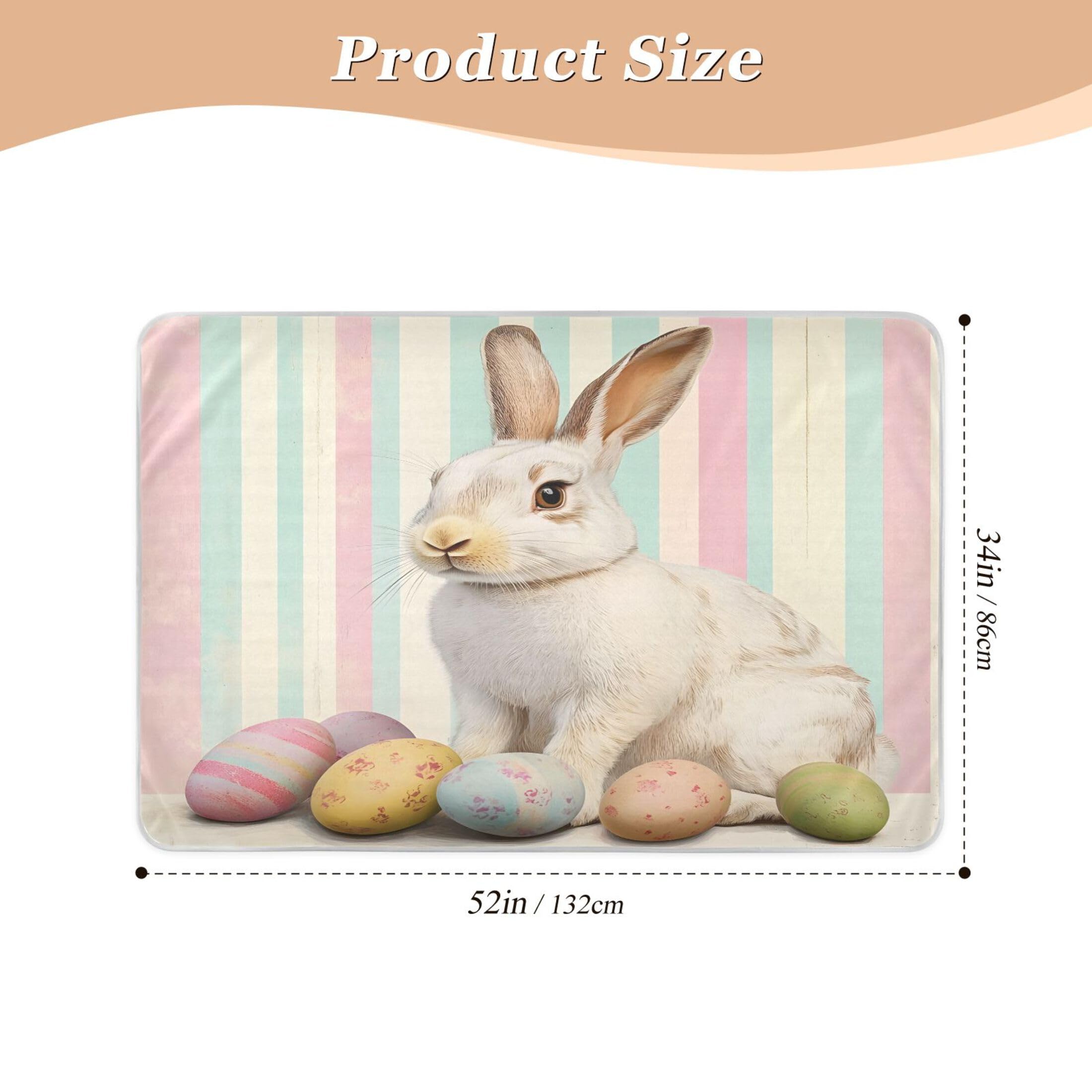 Takiito Easter Bunny Eggs Bed Pad Reusable Bed Underpad Washable Waterproof Leak-Proof Quick Dry Incontinence Pee Pad for Toddlers Kids Adults Pets 34x52 in