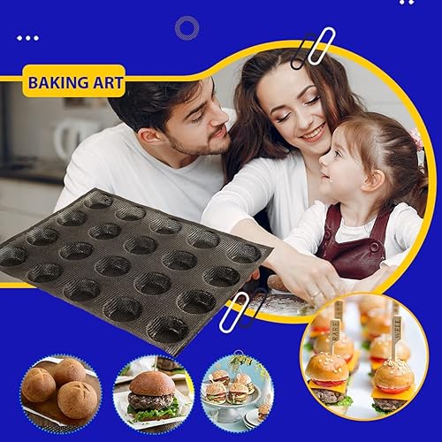 Miniatura 6 de Molde de malla de silicona para bollos de hamburguesa, mini molde de hamburguesa de 20 cavidades de silicona para bollos de hamburguesa sin gluten