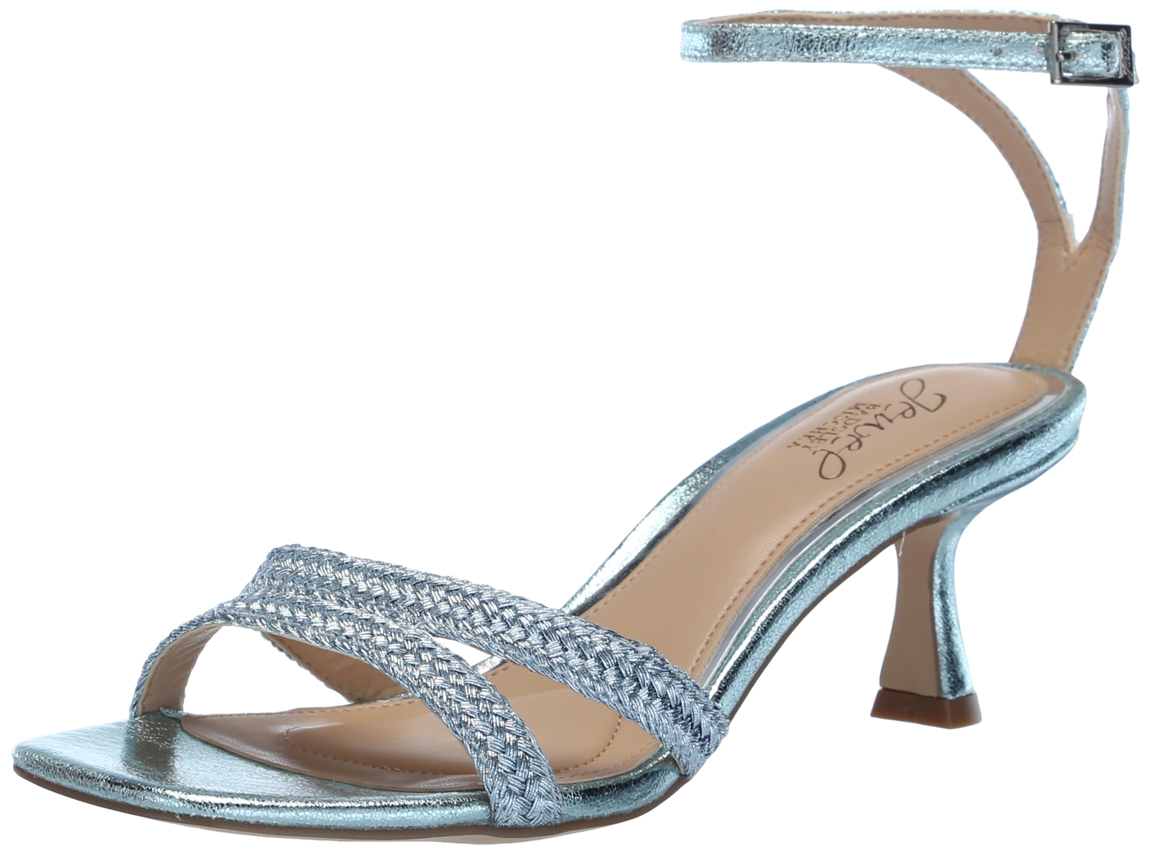 Jewel Badgley MischkaHayzel Metallic Kitten Heel Sandal
