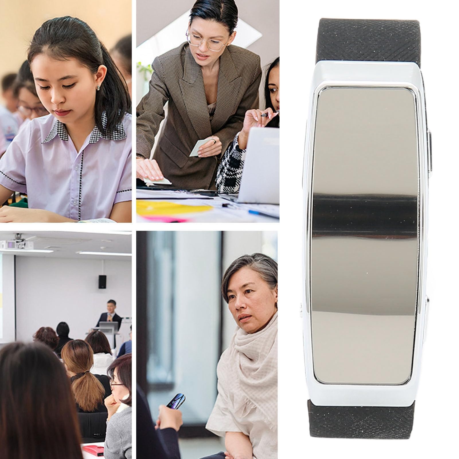 Reloj Grabador, Portátil, Recargable, Batería de 20 Horas de Duración, Reproductor de Música, Pulsera Grabadora Activada por Voz para Clase (32GB)