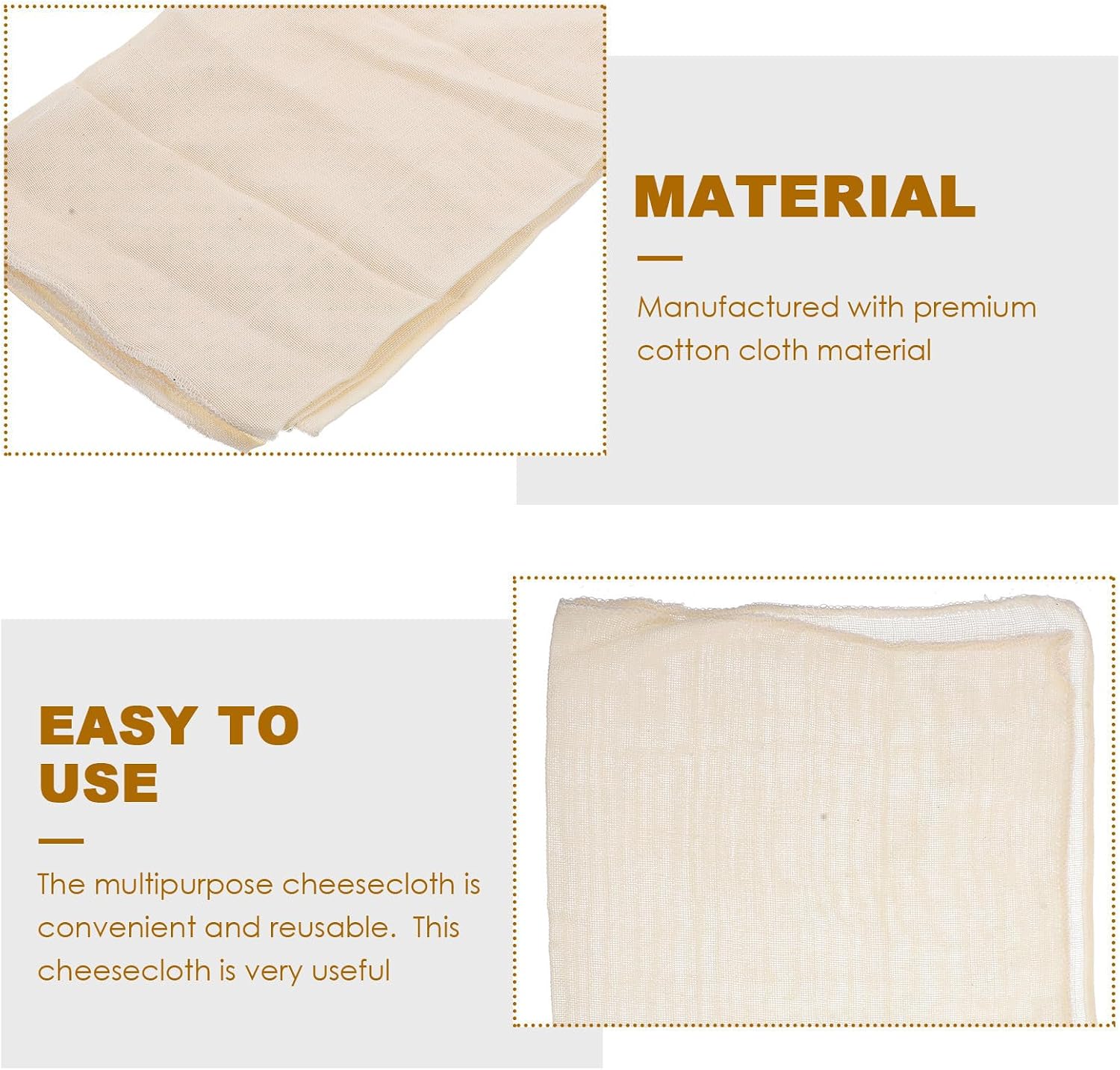 6pcs Cotton Straining Cloth for Cheese Making, White Unbleached