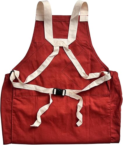 Miniatura 5 de Roo - Delantal de jardinería con bolsillos y cosecha, bolsa de recogida, ajustable, resistente al agua, lavable, lona de algodón