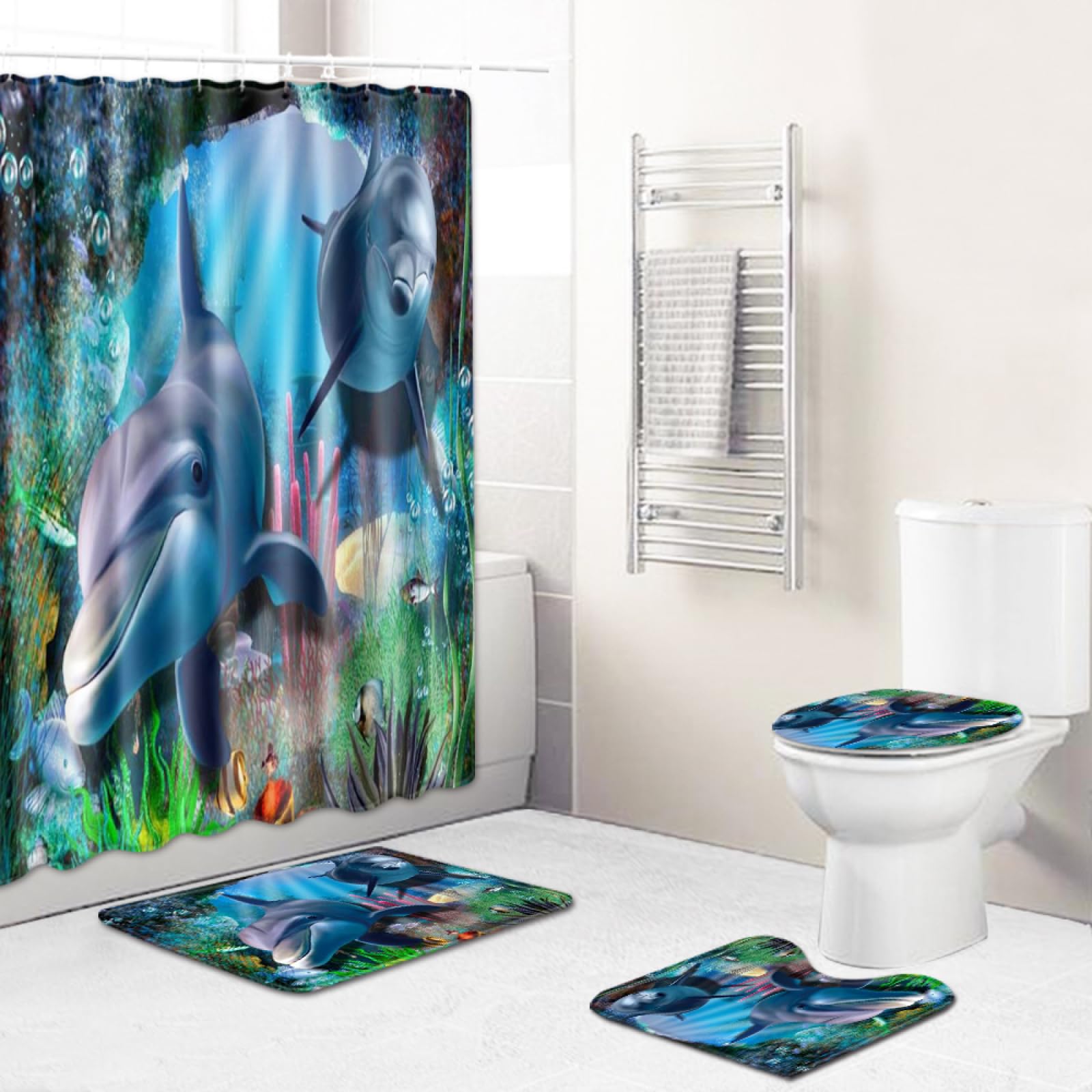 Tappetino Da Bagno Assorbente Con Foglie Ad Acquerello, Rosa E Verde, 45x76 Cm, Antiscivolo, Asciugatura Rapida, Lavabile In Lavatrice