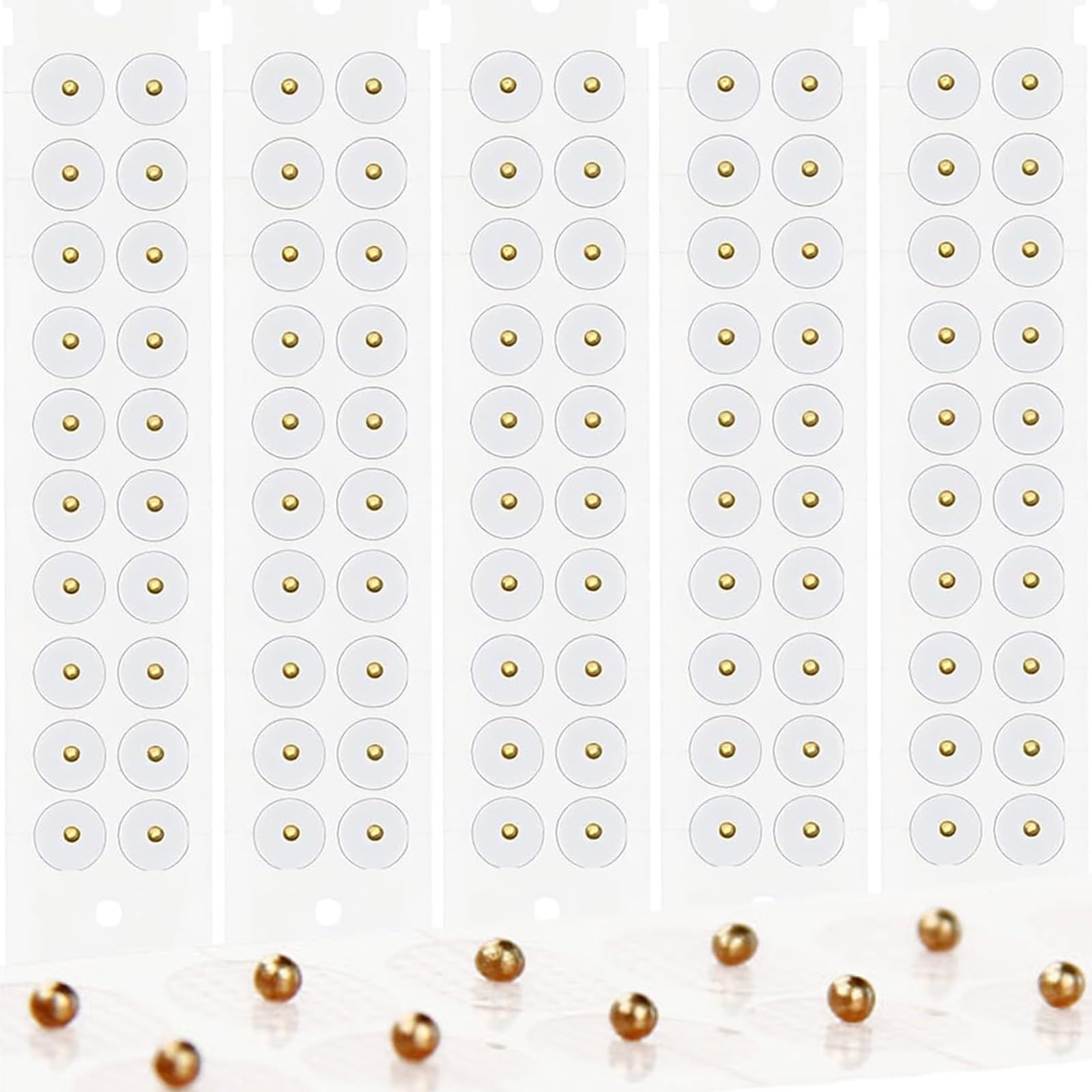 CHANJIF 耳つぼジュエリーシール 耳ツボシール 100粒入り ス鋼製 メッキ金粒 透明 大量 軽量で持ち運びが簡単 快適に使用 男女兼用
