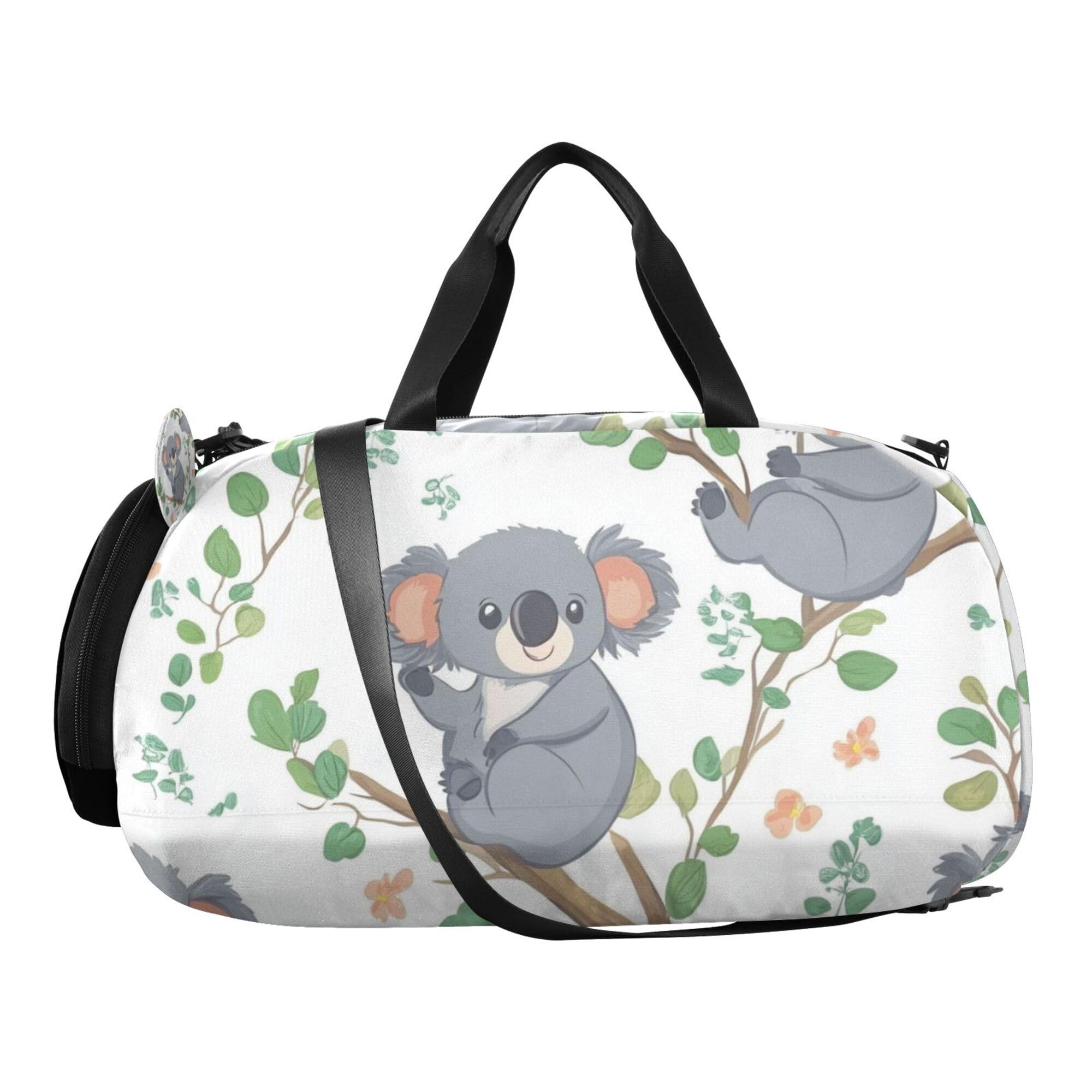 Glaphy Cute Koala on Trees Duffle Bag for Toddler Boys Girls, Gym Sports Bag with Shoe Compartments, Kids Travel Overnight Weekender Shoulder Bag