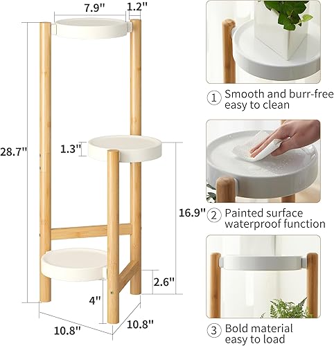 Miniatura 7 de FILWH Soporte para plantas de interior y exterior, 3 niveles, 3 macetas, soporte para flores, escalera, soporte para plantas, para balcón, ventana,