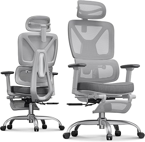 Miniatura 26 de FLEXISPOT Silla de oficina ergonómica premium ErgoX con reposapiés - Respaldo lumbar dinámico, apoyabrazos 3D ajustables, función de reclinación e