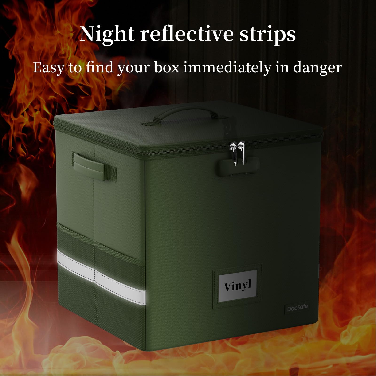 DocSafe Custodia ignifuga per dischi in vinile con serratura, verde, 33 x 33 x 33cm, moderno