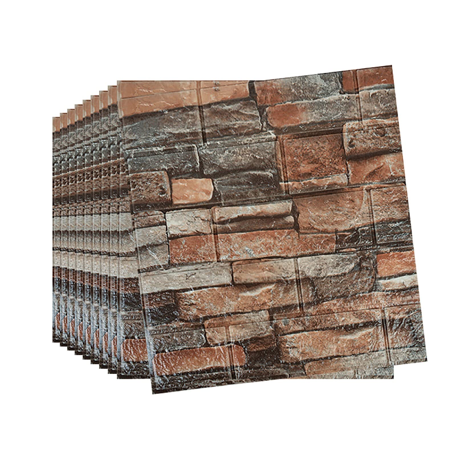 Snewvie 60pcs 3D Wall Panels 38×35cm Brick Wallpaper Self Adhesive DIY Wall Stickers Waterproof PE Foam Panel Wall Tiles for Bedroom Kitchen Living Room Bathroom Home Decor,Roman red