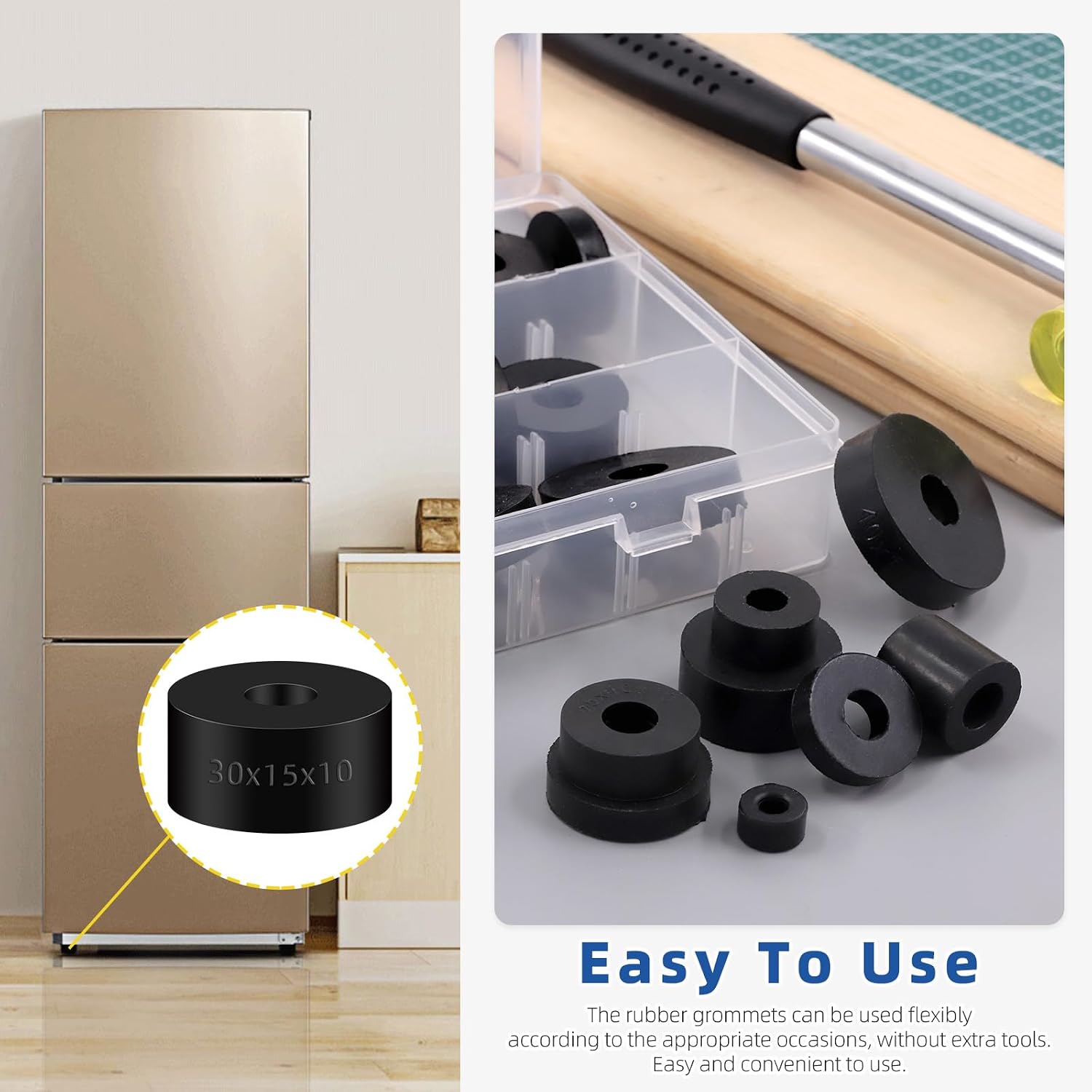 Glarks 40Pcs 8 Sizes Round Rubber Spacer Assortment Kit, Multi Purpose Black Round Neoprene Washers Anti Vibration Rubber Spacer Bushings for Electrical Repair and Home Car Accessories