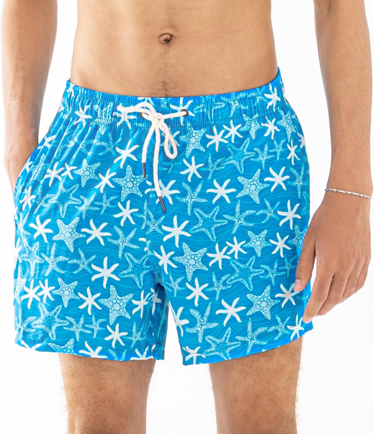 iaoja Men's Swim Trunks Quick Dry Beach Shorts with Mesh Lining Printed Swim Shorts
