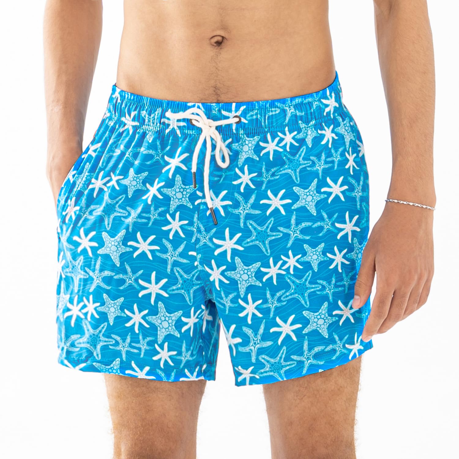 iaoja Men's Swim Trunks Quick Dry Beach Shorts with Mesh Lining Printed Swim Shorts