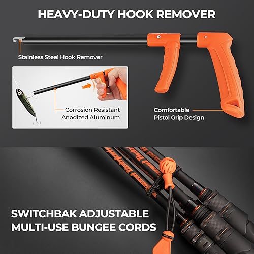 Miniatura 6 de KastKing SteelStream - Kit de herramientas de pesca de 8 piezas, alicates de pesca con cordón, cuchillo de filetear, pinza flotante para peces,