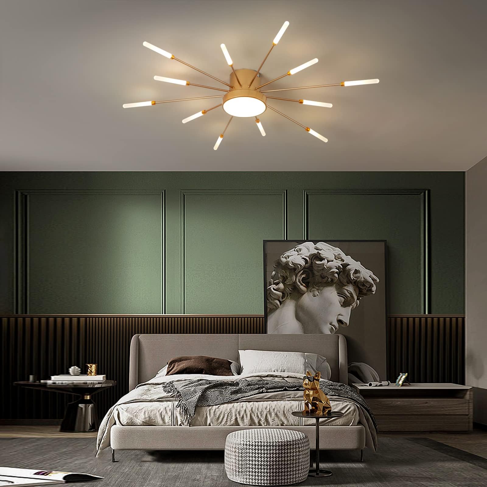 Plafonnier LED Moderne 28+1 Têtes – Lustre Feu D'Artifice Noir Semi-Encastré, Éclairage Chambre Salon Cuisine Restaurant