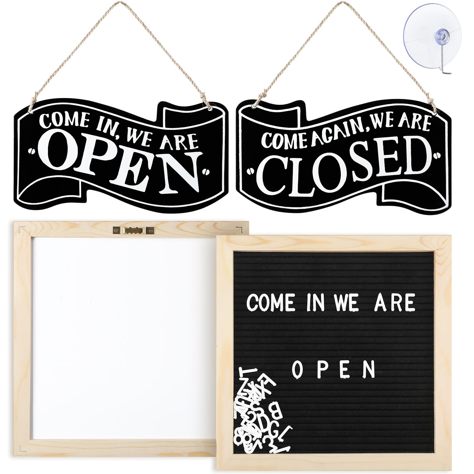 Snapklik.com : Seeloowy 4 Pcs Business Hours Sign Hanging Wooden Open ...