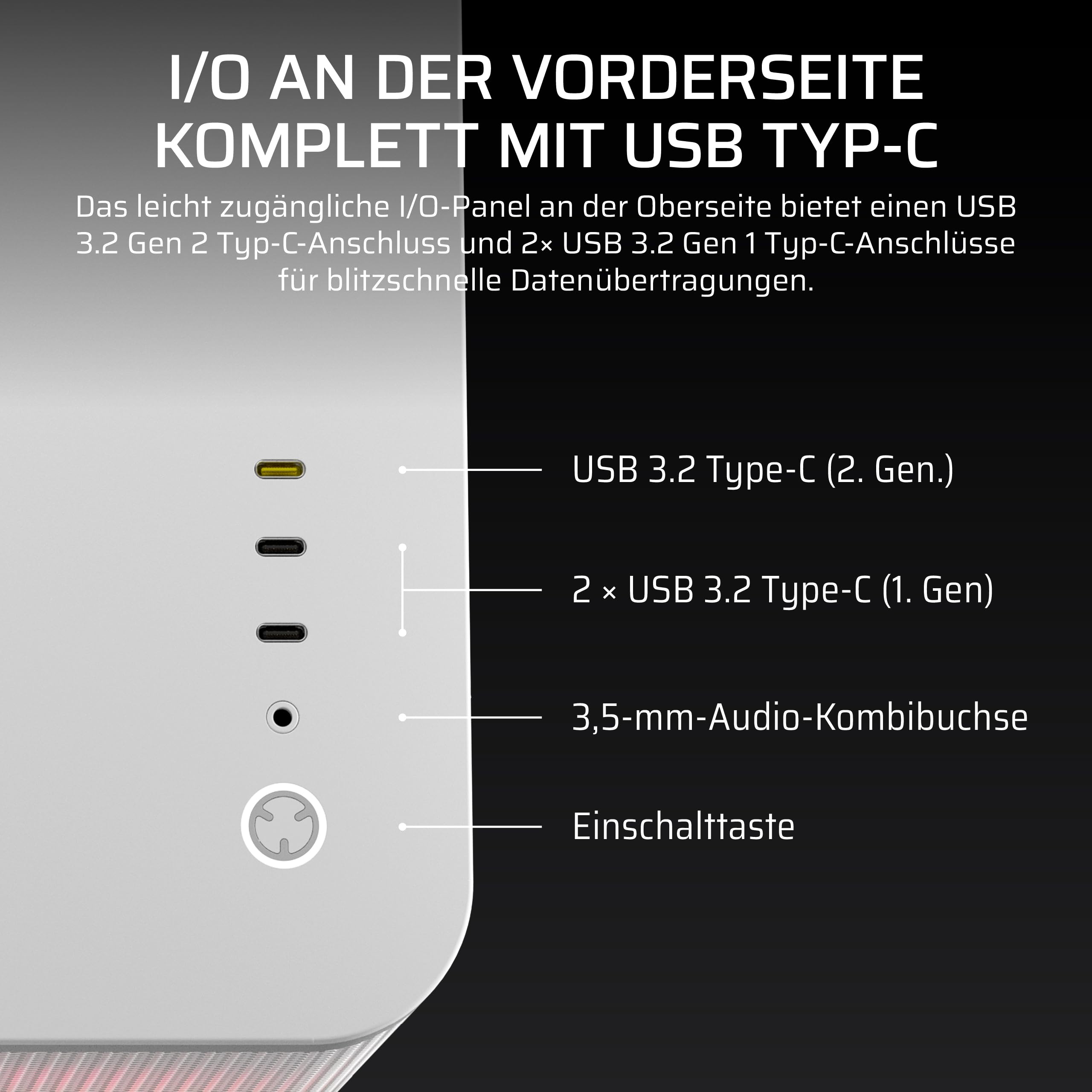Corsair AIR 5400 RS-R ARGB Dreifach-Kammer-Mid-Tower PC-Gehäuse – Weiß – Bild 9