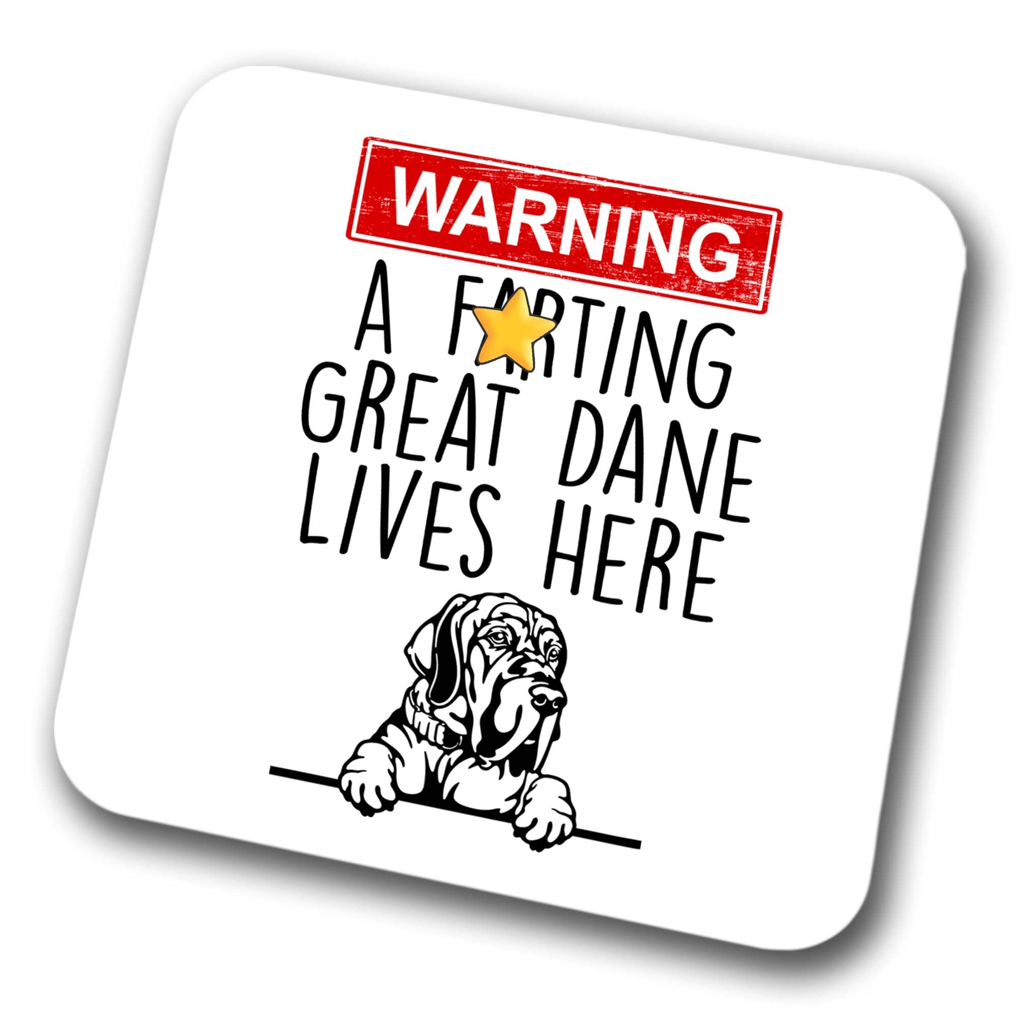 Great Dane Warning A Lives Here Mum Dad Coaster Dog Dad Great Dane Dad Friend Funny Gift for Birthday Christmas, Great Dane Mum Coaster