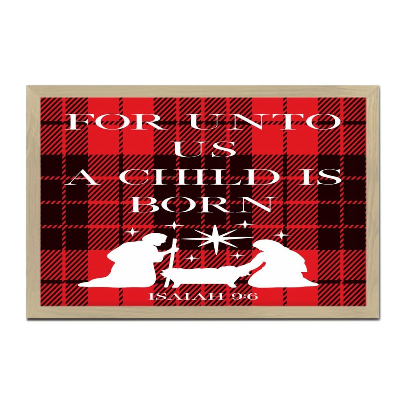 Cadeau de Noël plaque murale vintage Unto Us A Child Is Born pour la maison