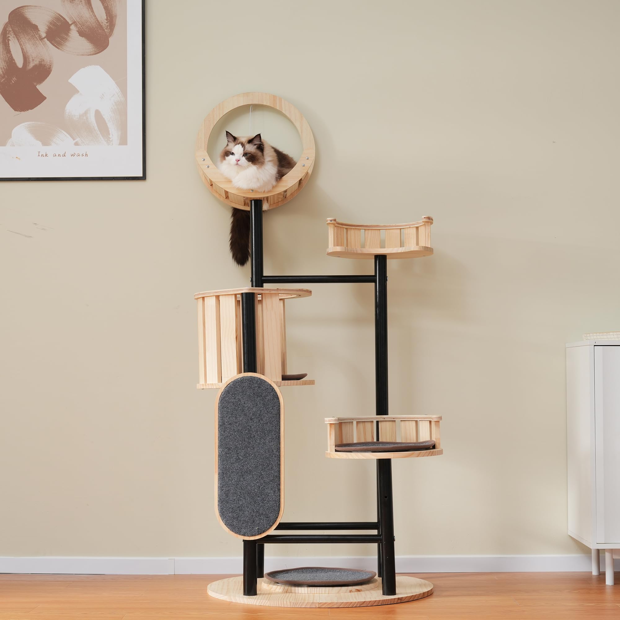 キャットタワー パイプ 頑丈 据え置き マット付き おもちゃ付き 高さ160cm Amazon | TOTITOM キャットタワー パイプ 頑丈 据え置き マット