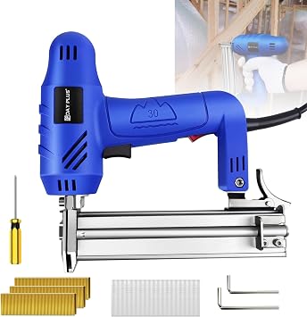 Electric Nail Gun & Staple Gun Combo   2-in-1 Heavy Duty Brad Nailer for Wood, Upholstery, Carpets   60 Nails/Min, Ergonomic Design, Includes 100 Nails & 300 Staples for Home Improvement