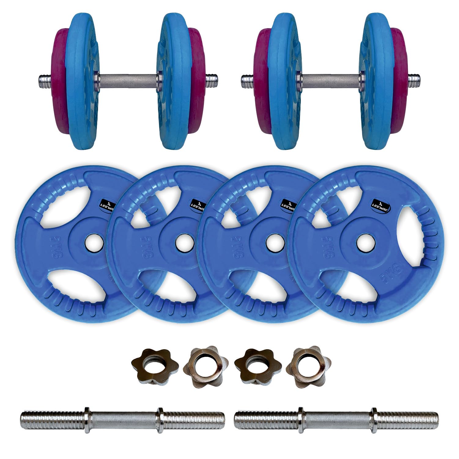 Leeway Colour Rubber Coated Adjustable Dumbbells Set 20kg (5kgX4)| Professional Round Dumbbells, Dumbbell Set, Dumbbell Set for home workout, Gym dumbbell set, Home Gym Equipment (20kg (5X4)) (B0D7328S4J) Amazon Price History, Amazon Price Tracker