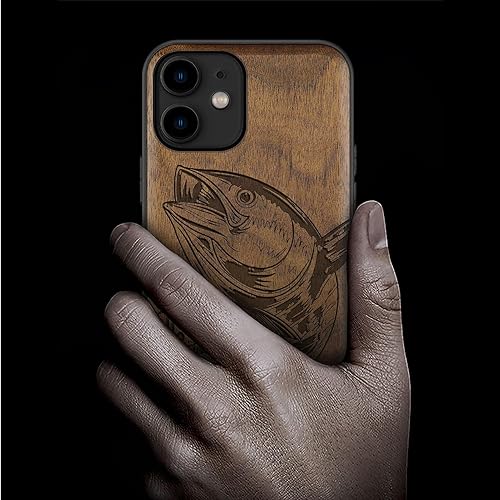 Miniatura 10 de Carveit Funda de madera para iPhone 11 madera maciza y TPU suave negro a prueba de golpes, funda protectora de madera única compatible con iPhone 11