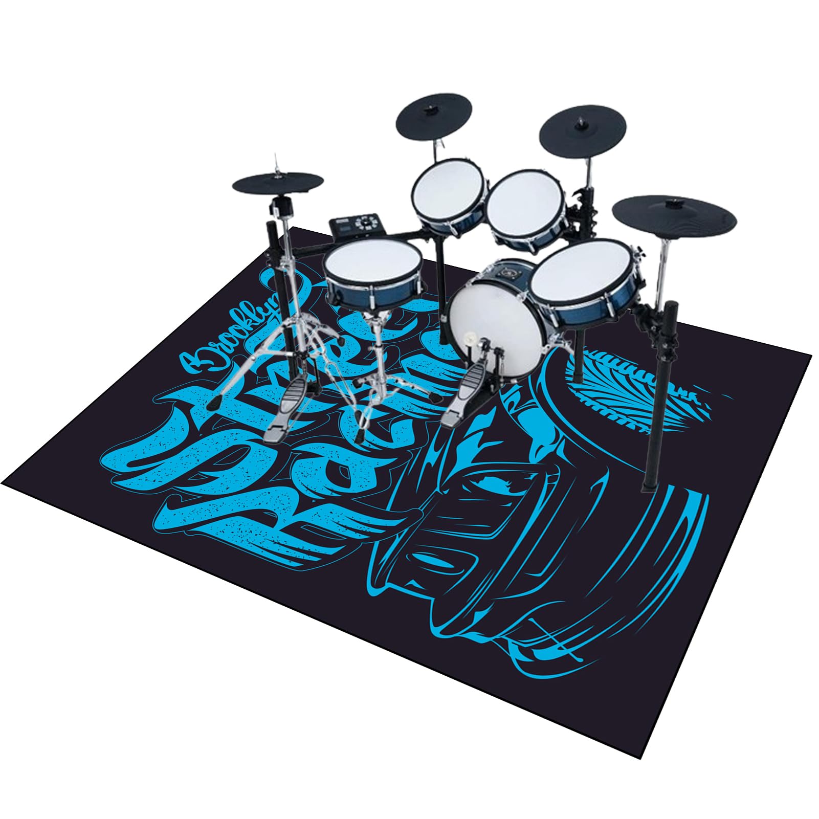Drum Teppich, Schlagzeugteppich, Music Carpet Innen und Außen, Trommelteppich mit rutschfester Unterseite für Schlagzeug, Drum Rug, Elektrisches Schlagzeug Teppich für Studio, Wohnung 140 x 120 cm