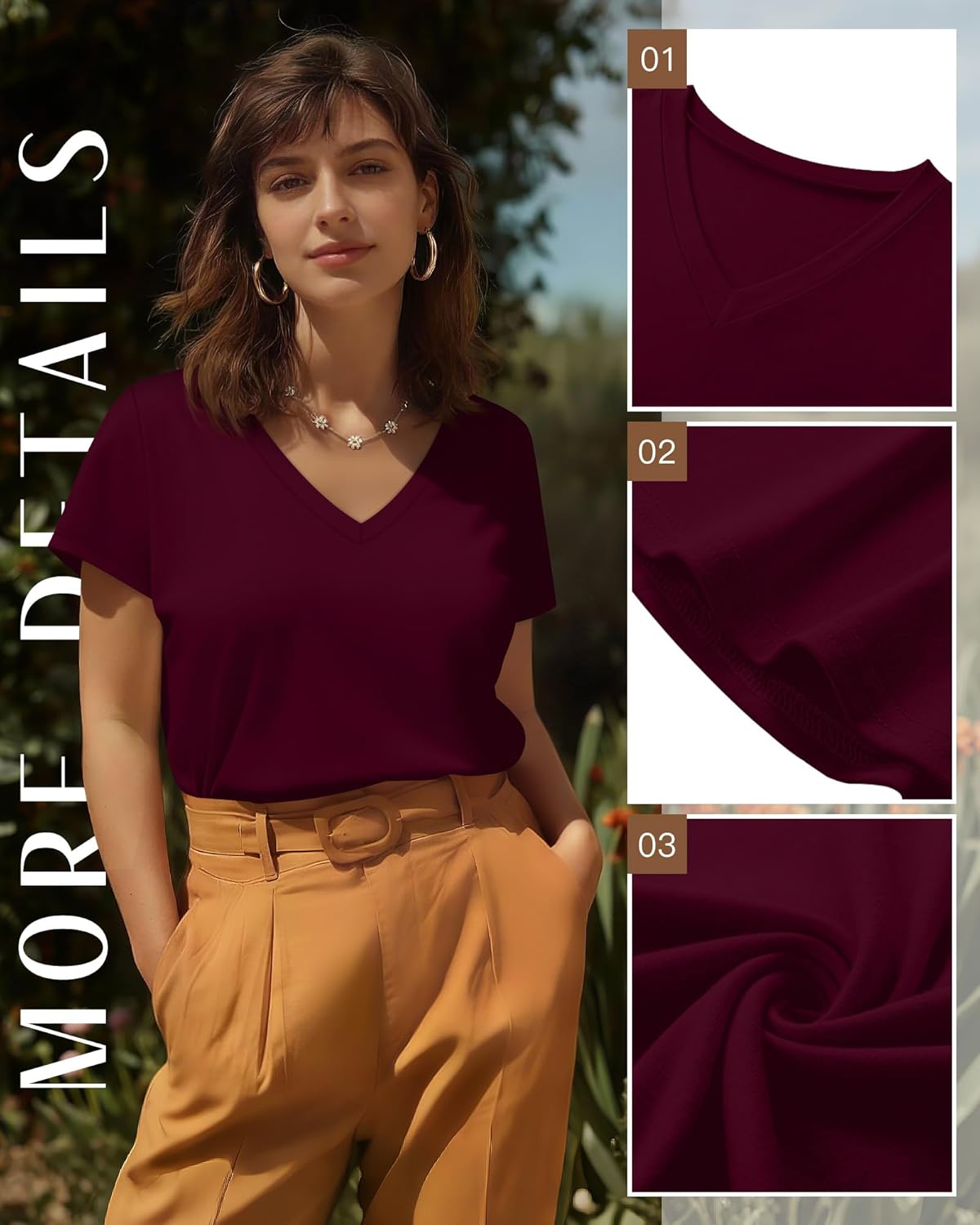 3 Pack Women's Plus Size T-Shirts, V Neck Short Sleeve Shirts Loose Fit Curved Hem Tees Casual Swing Tops - Image 5