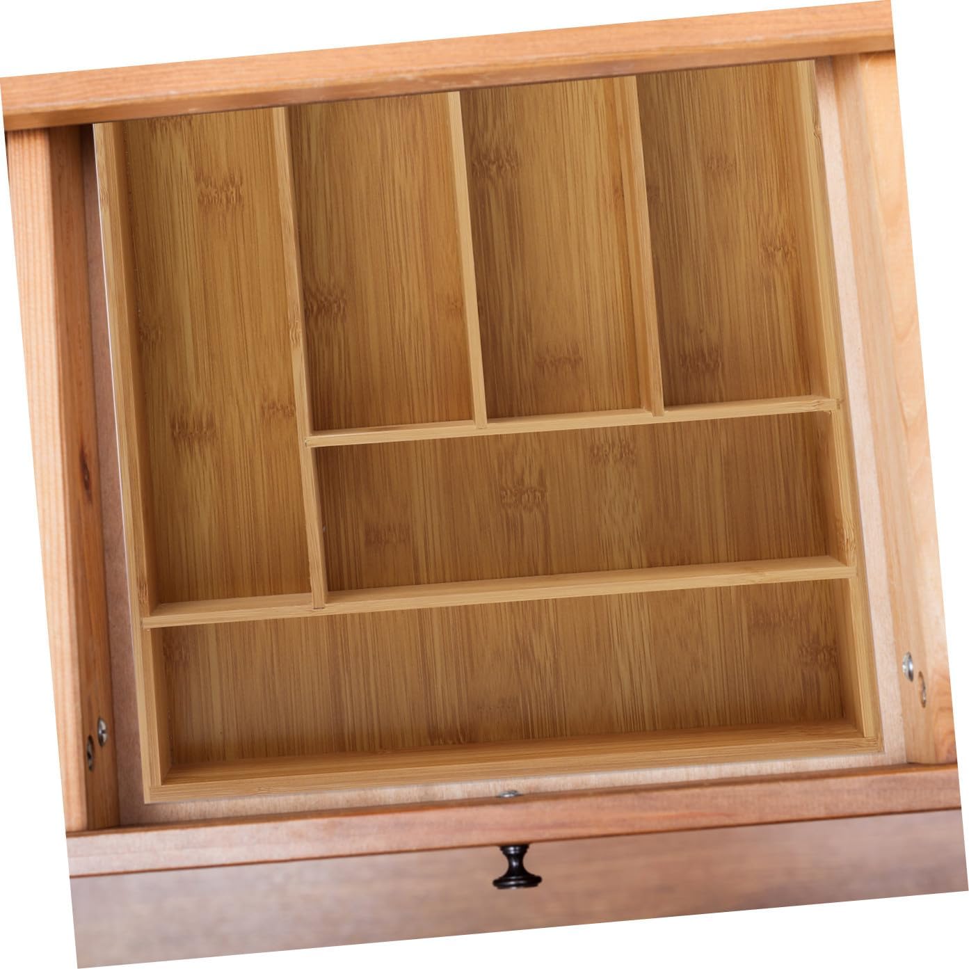 Cutlery Tray Drawer Organizer 6-compartment Kitchen Flatware Storage Box Tableware Organizer for Utensils and Silverware