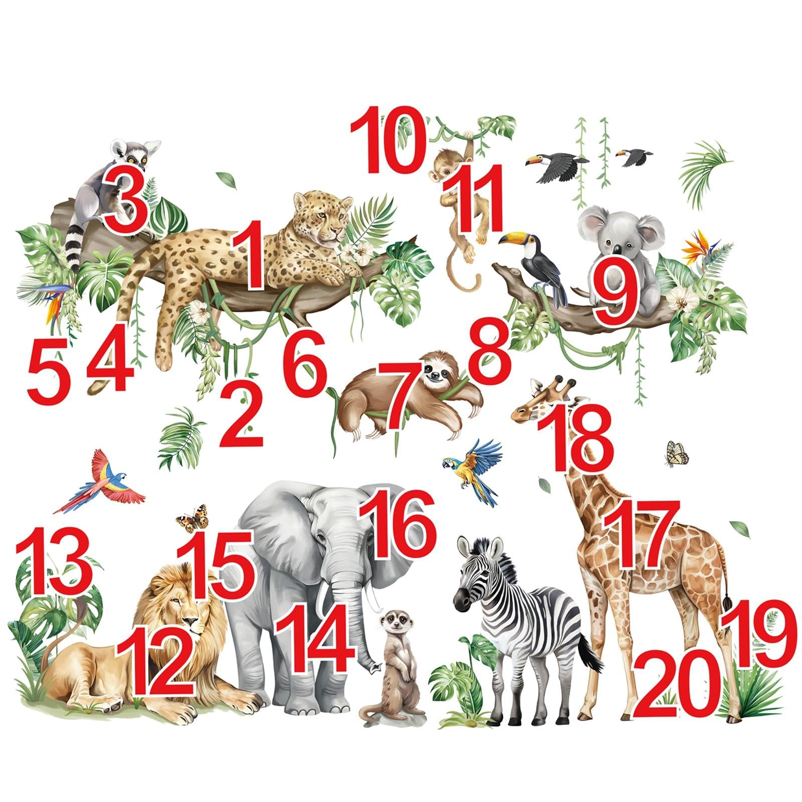 decalmile Pegatinas de Pared Animales de la Jungla Rama Árbol XXL Vinilos Decorativos Safari Elefante Leopardo Jirafa Grande Adhesivos Pared Habitación Infantiles Niños Bebés Guardería