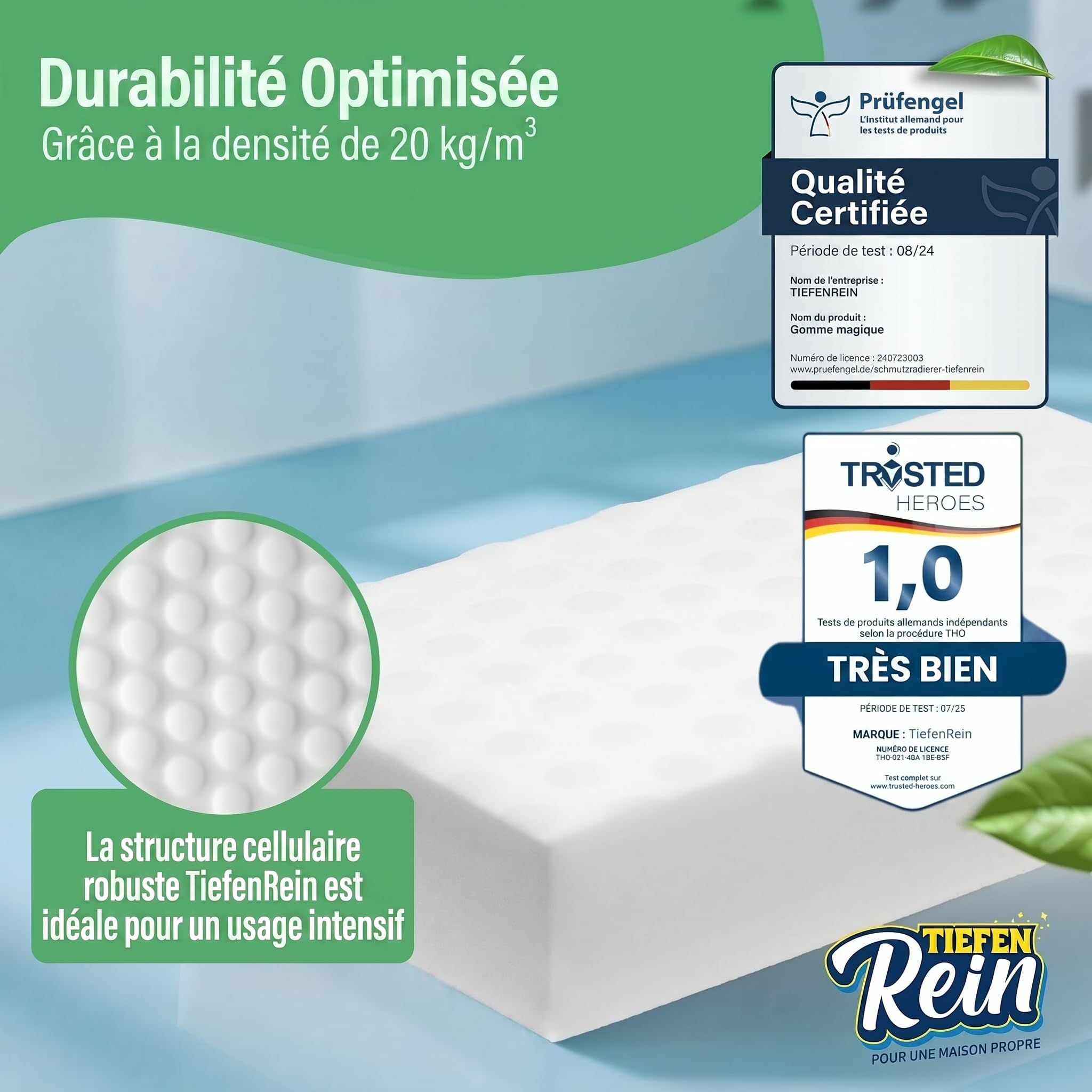 Gomme Magique 2X Plus Longue Durée de Vie - Éponge Magique Extra Longue pour Mur Blanc