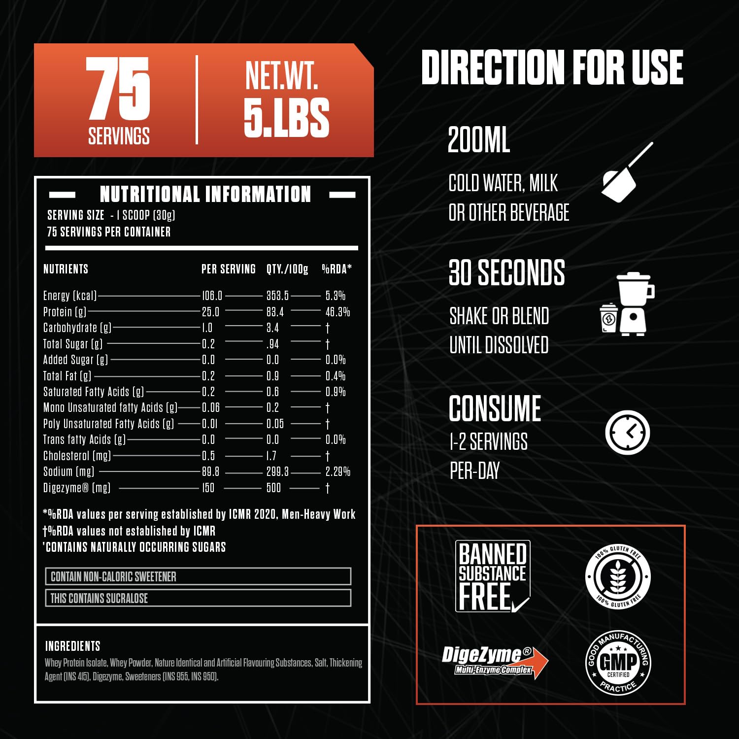 The Isolation Pure Whey Isolate With Digestive Enzymes | 25g Protein | 5.6g BCAAs | 150mg Digestive Enzyme | Zero Added Sugar | Whey Isolate (2.27 Kg, Caffe Latte) — Amazon image 3