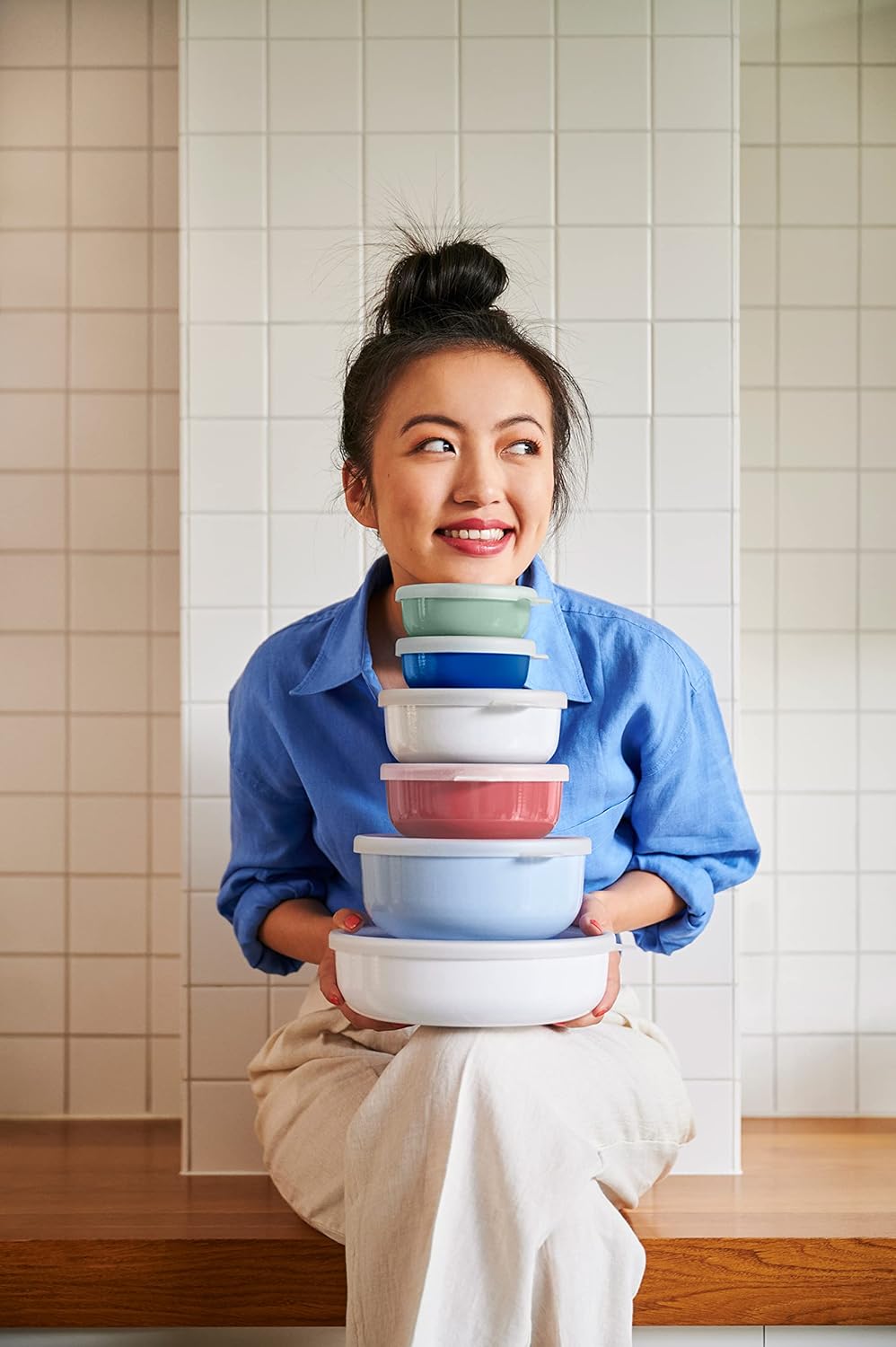 Mepal – Kitchen Storage Bowls Lumina – Food Storage containers with lid Suitable for Fridge, Freezer, steam Oven, Microwave & Dishwasher – Bowl with lid – 2000 ml – Nordic Blue