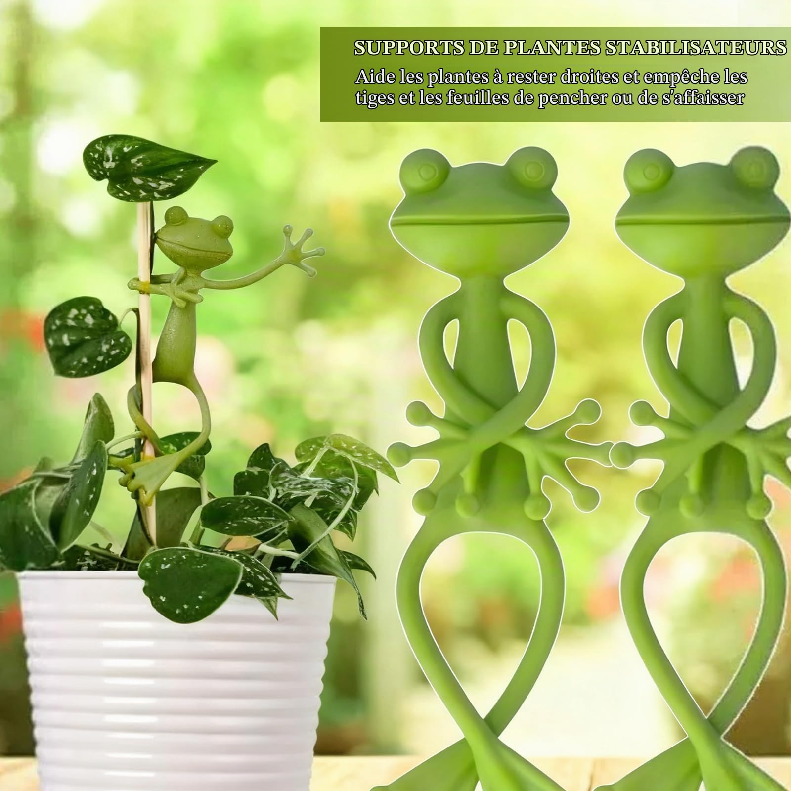 6 Pièces Attaches en Forme de Grenouille pour Plantes | Flexibles Pliables Attaches de Câble, Ajustables Réutilisables Décoratifs Supports pour Plantes, Grenouille Decoration Jardin