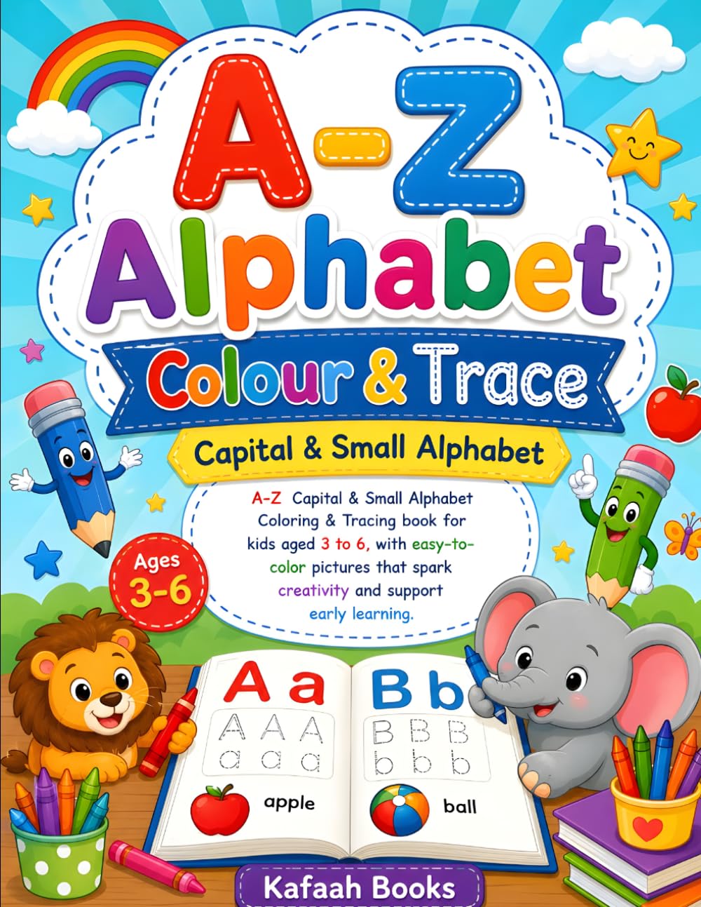 A–Z Capital & Small Alphabets – Colour & Trace: Fun Letter Tracing and Coloring Practice for Early Learners