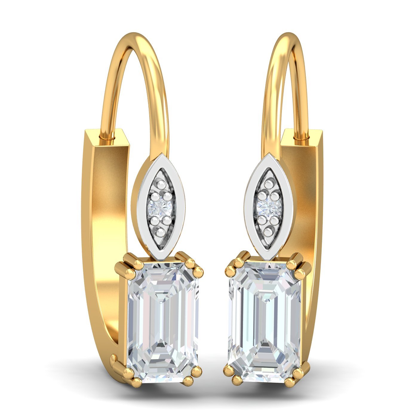 kuberbox 14KT Yellow Gold Diamond Meridian White Sapphire Hoop Earrings for Women-picture-12