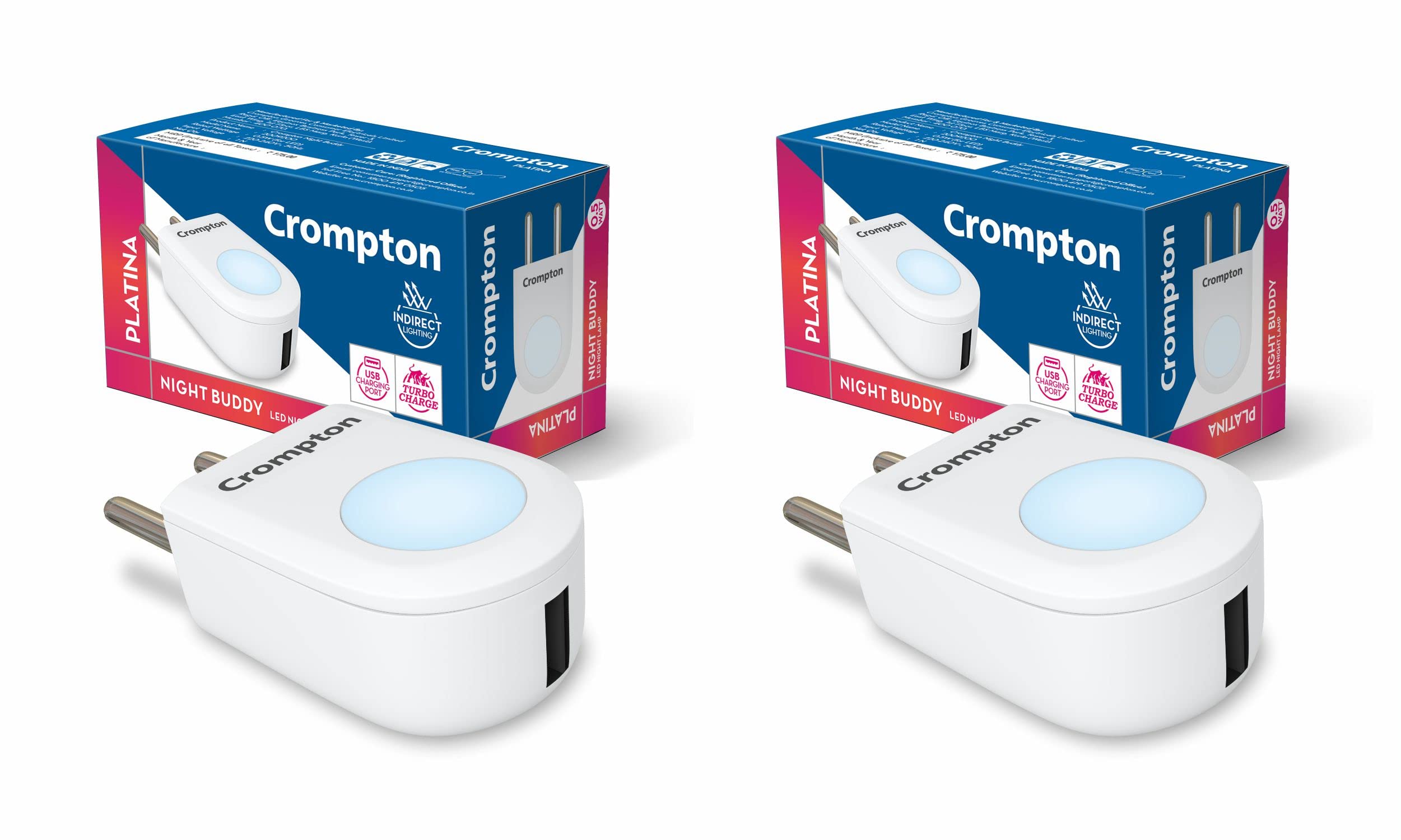 Crompton Night Buddy: LED Night Lamp with USB Charger -7