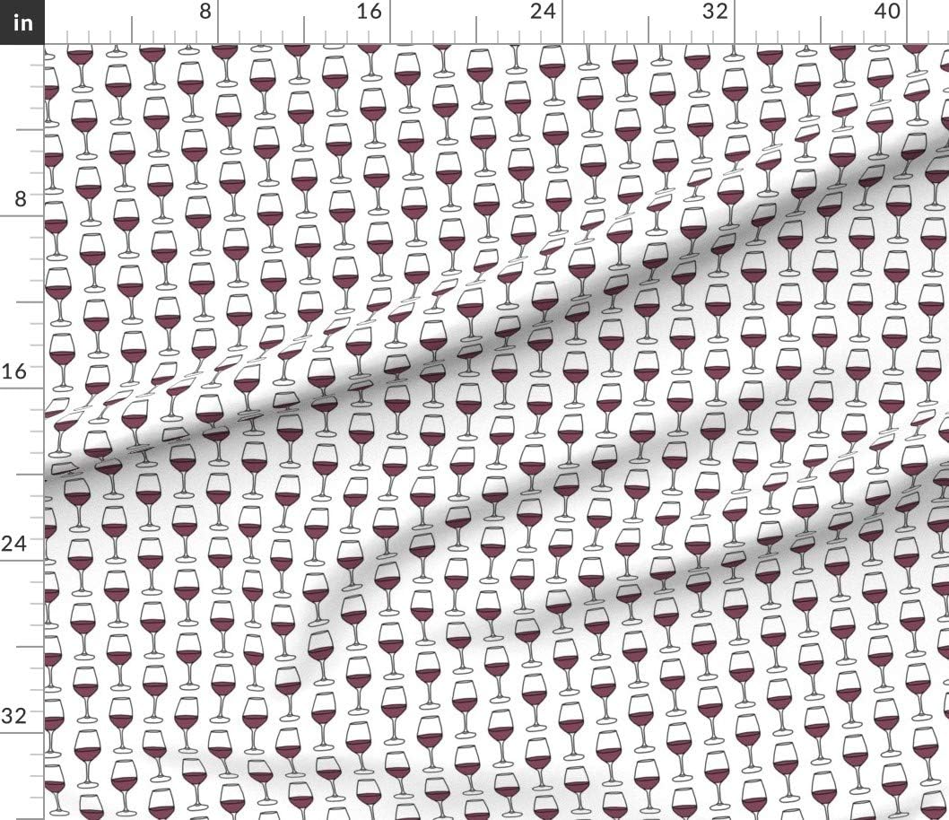 Spoonflower Fabric - Wine Glasses Glass Alcohol Girly Party Vintage Printed on Petal Signature Cotton Fabric by The Yard - Sewing Quilting Apparel Crafts Decor
