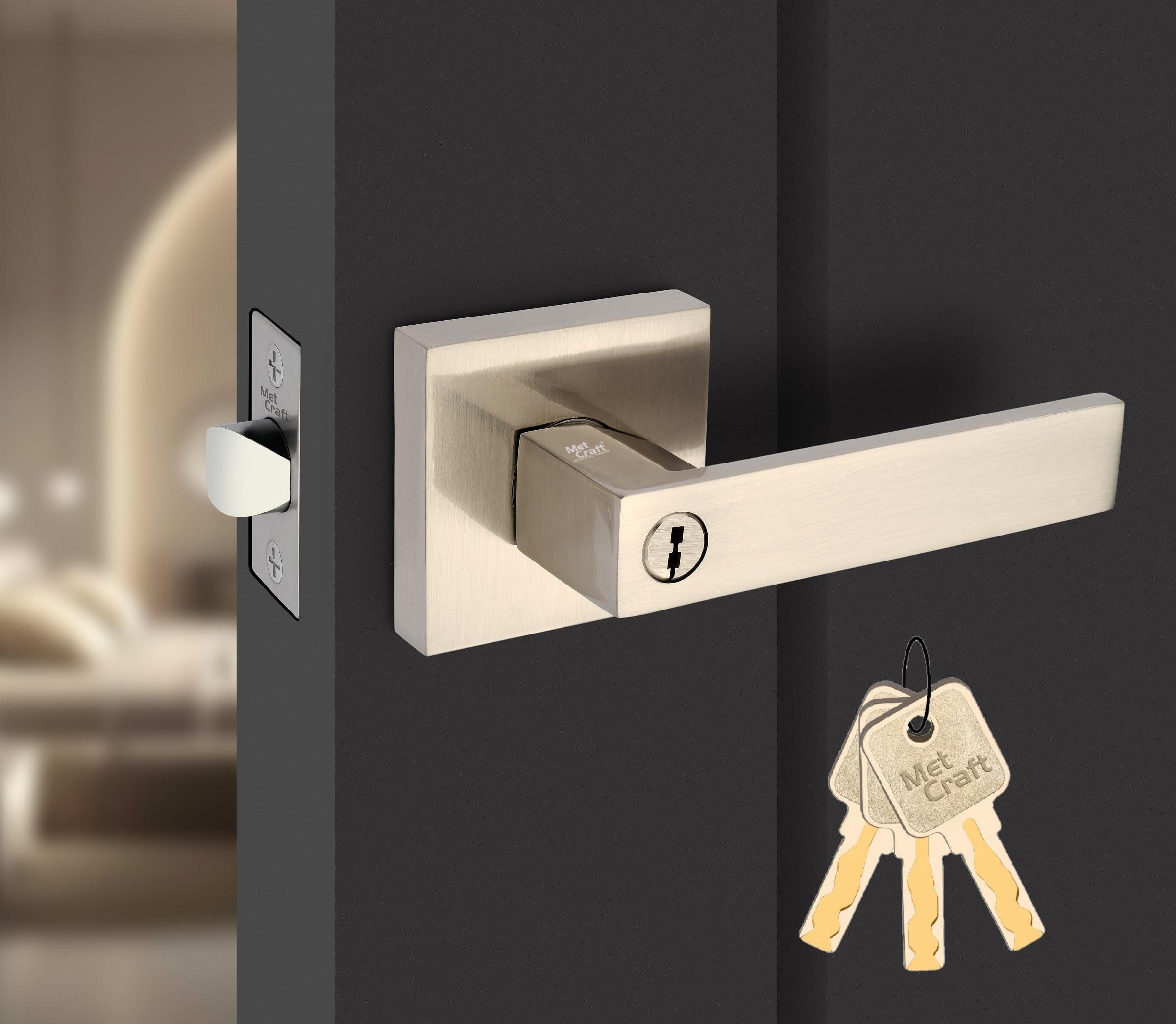 Room Door Knob Lock - with 3 Brass Key Cylindrical Lock for Bedroom/Main Door/Tubular Door Knob/Handle (Silver Matt, 60 mm Backset) — Amazon image 9