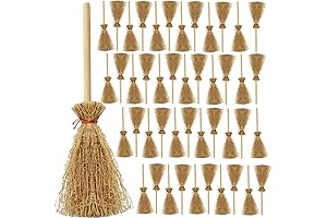 Mini Broom Hanging Decoration Straw Craft for Garden Dollhouses