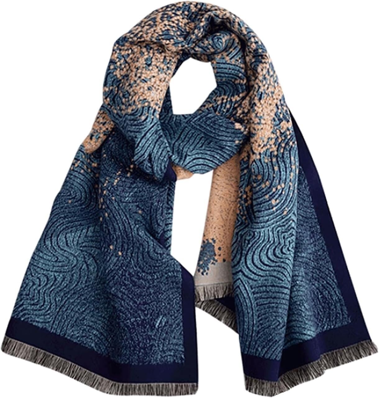 Winter Scarf，Weather Scarves Polyester Scarf with Tassel Cold Weather Neckerchief Breathable Soft Wraps Scarves Thickened Scarves for Fall Winter