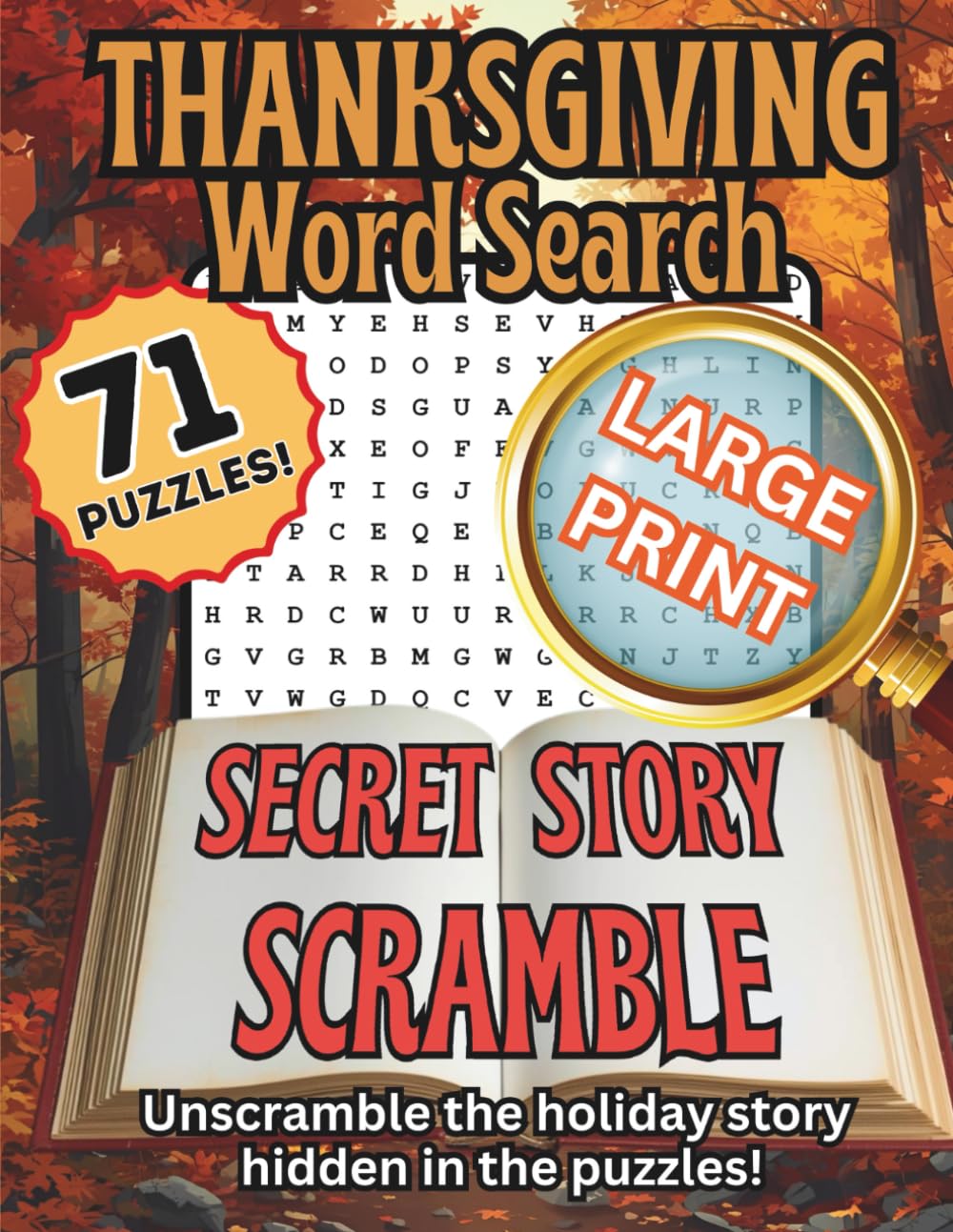 Thanksgiving Word Search: Secret Story Scramble Large Print Edition