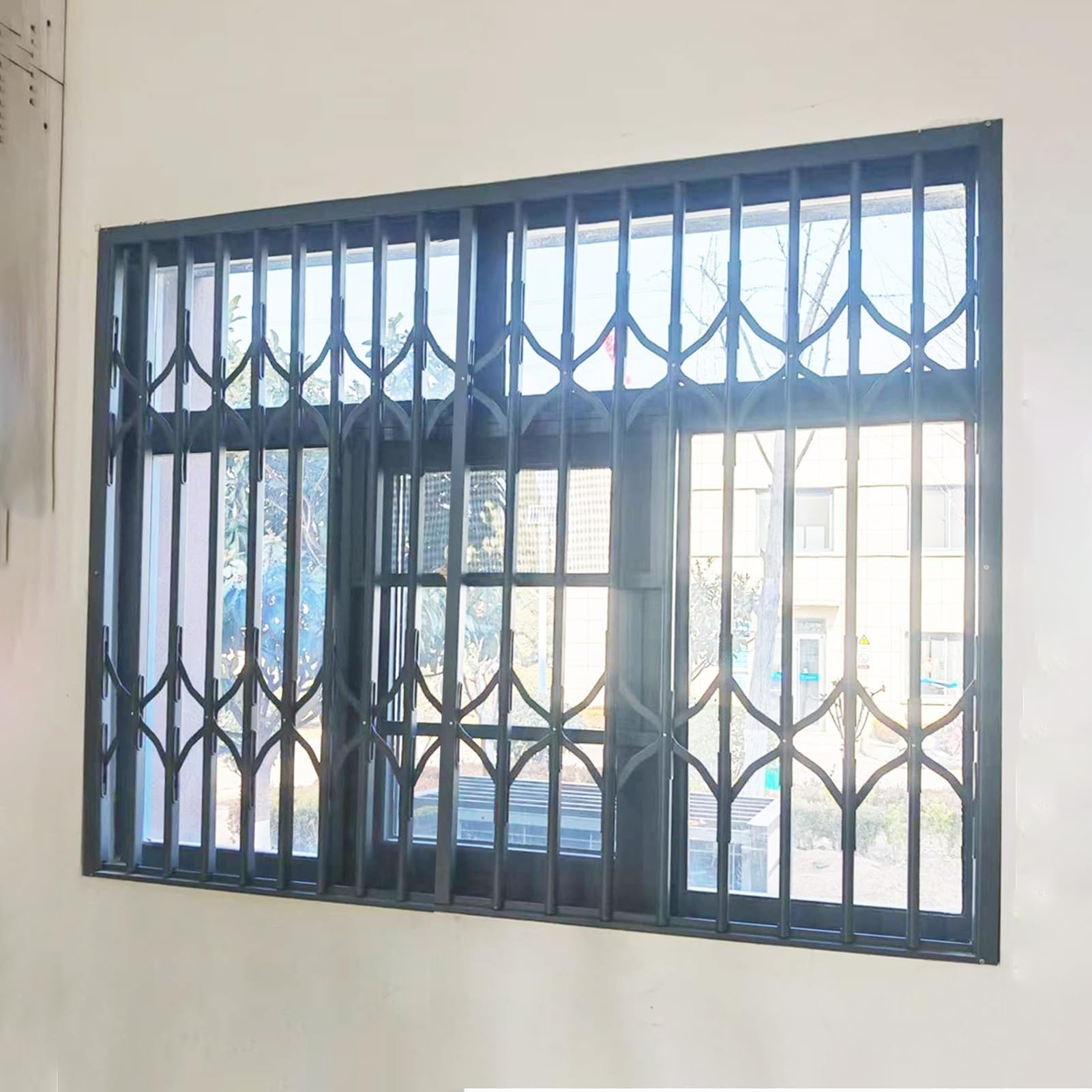 Schiebe-Sicherheits-Fenstergitter für drinnen und draußen, kindersicher, abschließbar, klappbar, Sicherheitsbarriere-Zaun (B 70 x H 120 cm)
