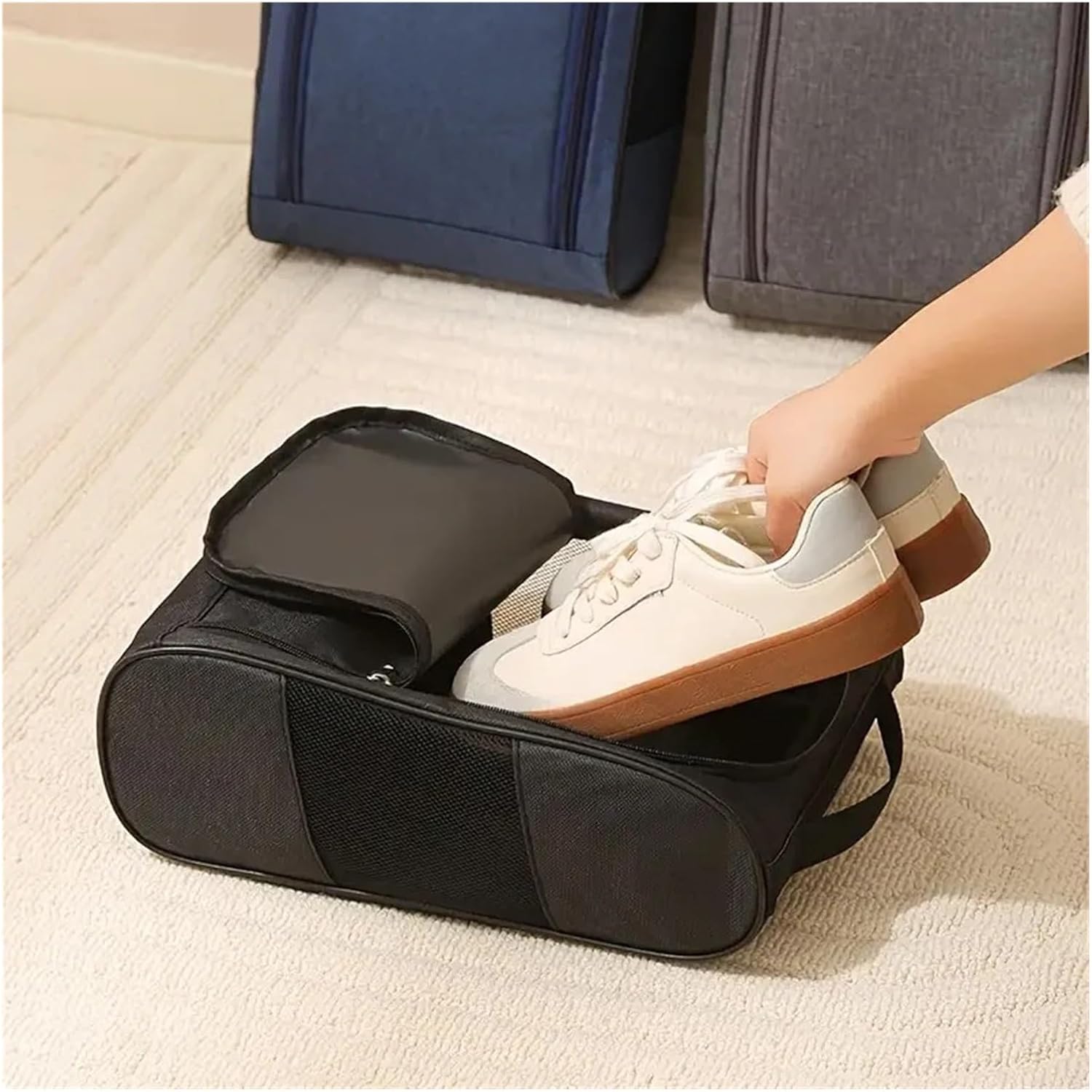 Golf Shoes Bag Portable Golf Shoe Bag Oxford Cloth Carrier Bags Breathable Lightweight Handbag Dustproof Football Tennis