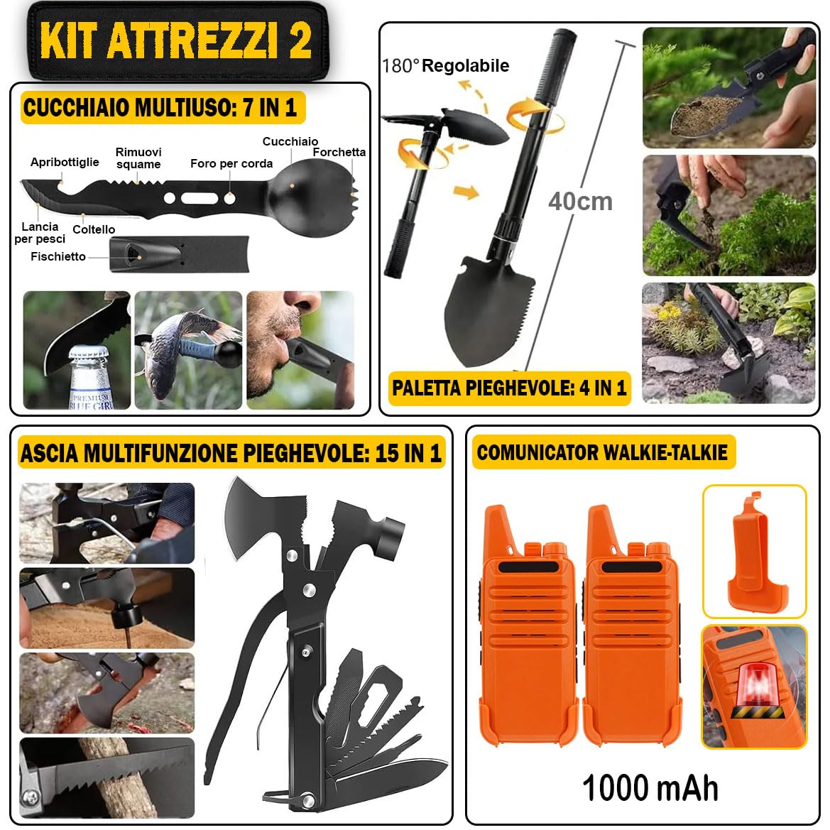 Kit di Sopravvivenza Avanzato - Zaino di Emergenza con Accessori Outdoor (Z3Advanced)