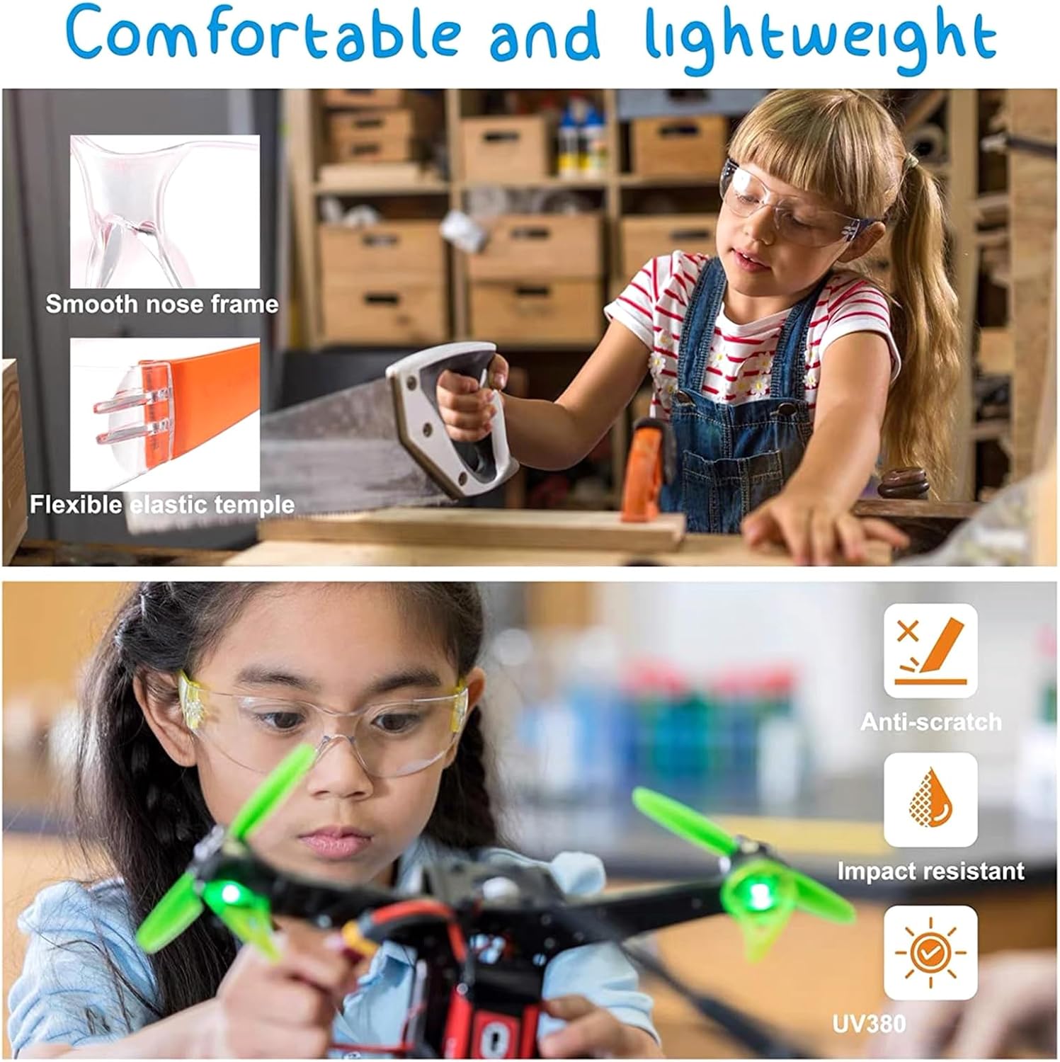 10pcs Childrens Protective Glasses Light Weight Scratch Eyewears Kids Windproof Glasses Goggles